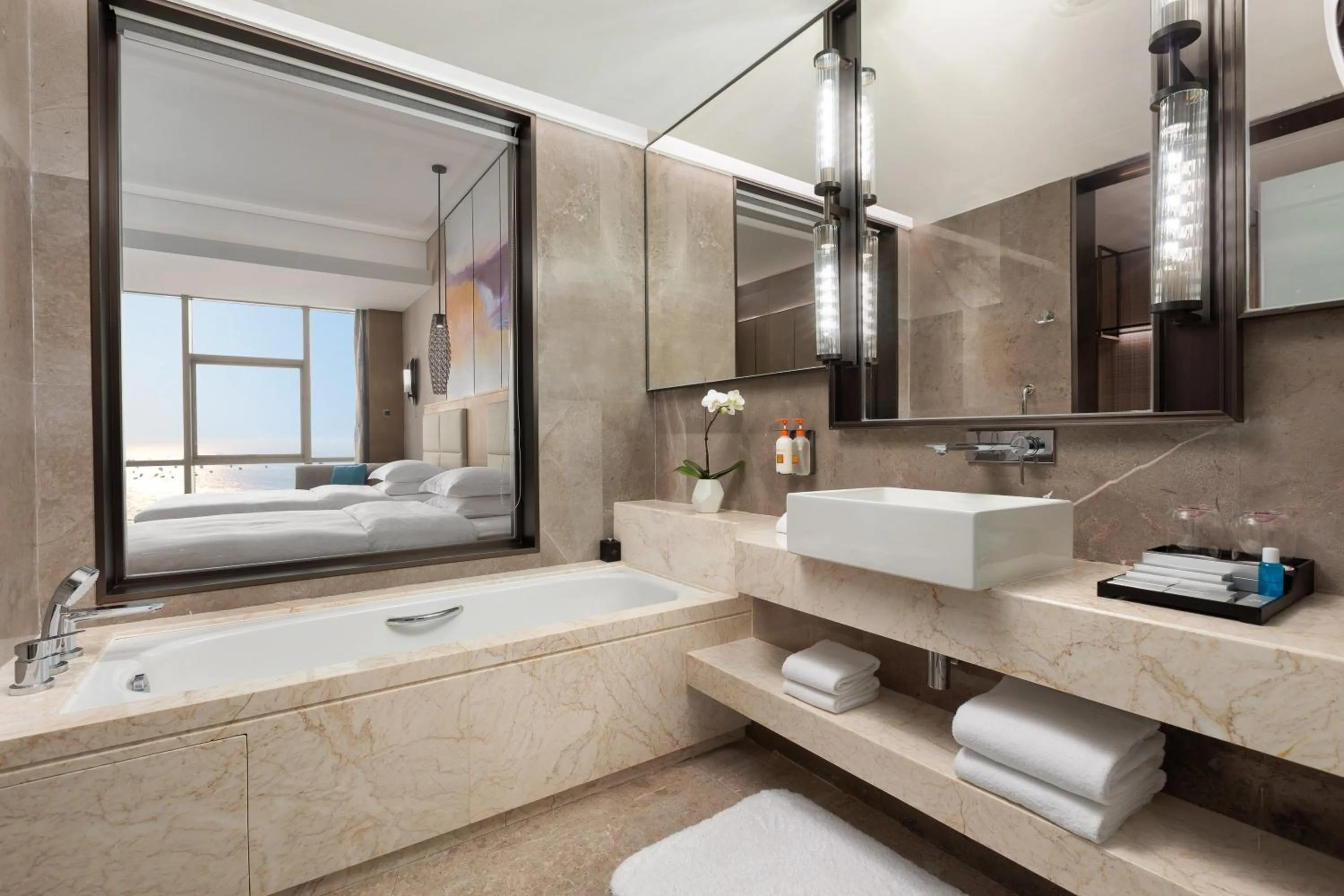 Bathroom, Bed in Crowne Plaza Beihai Silver Beach by IHG