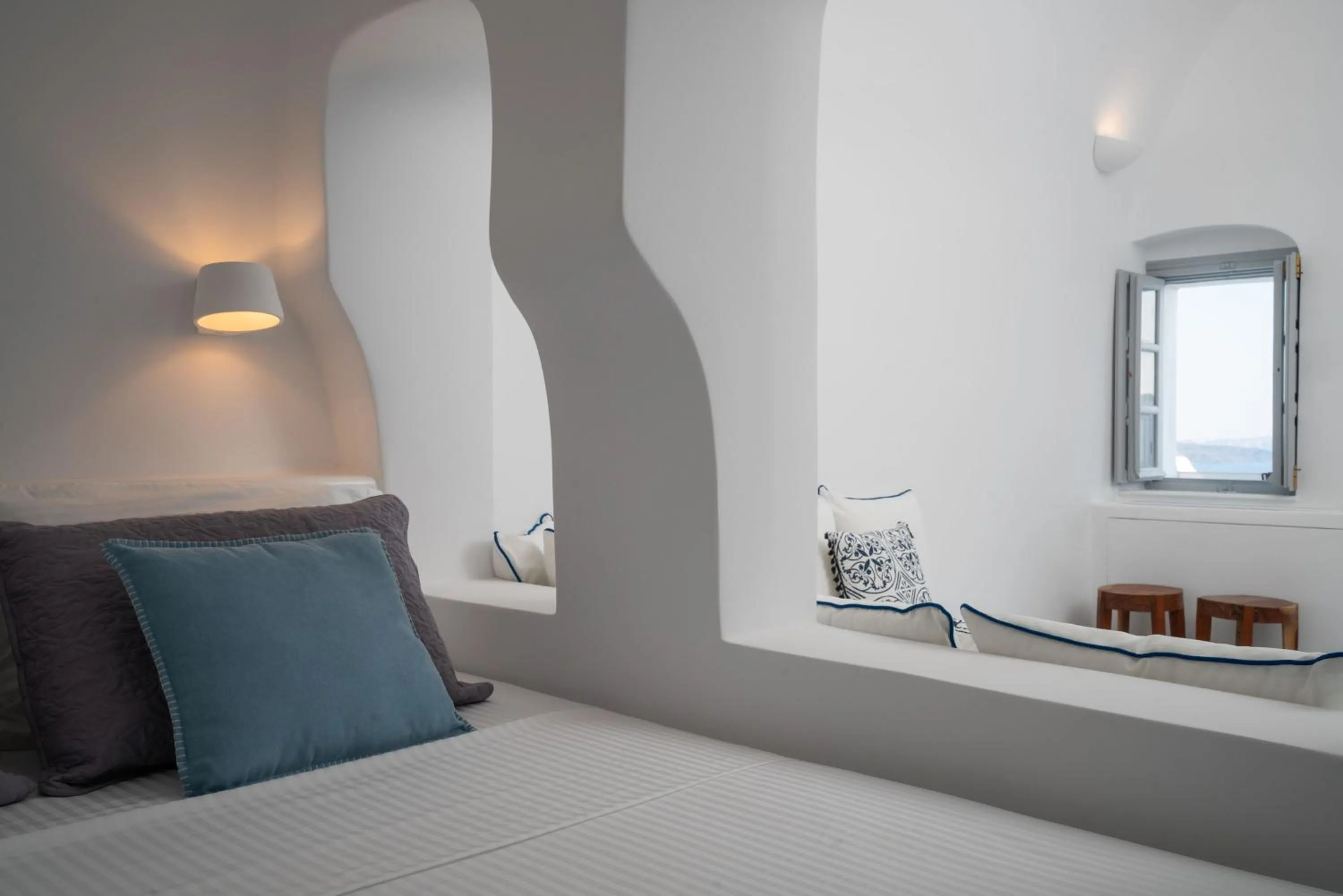 Bathroom, Bed in Oia Spirit Boutique Residences