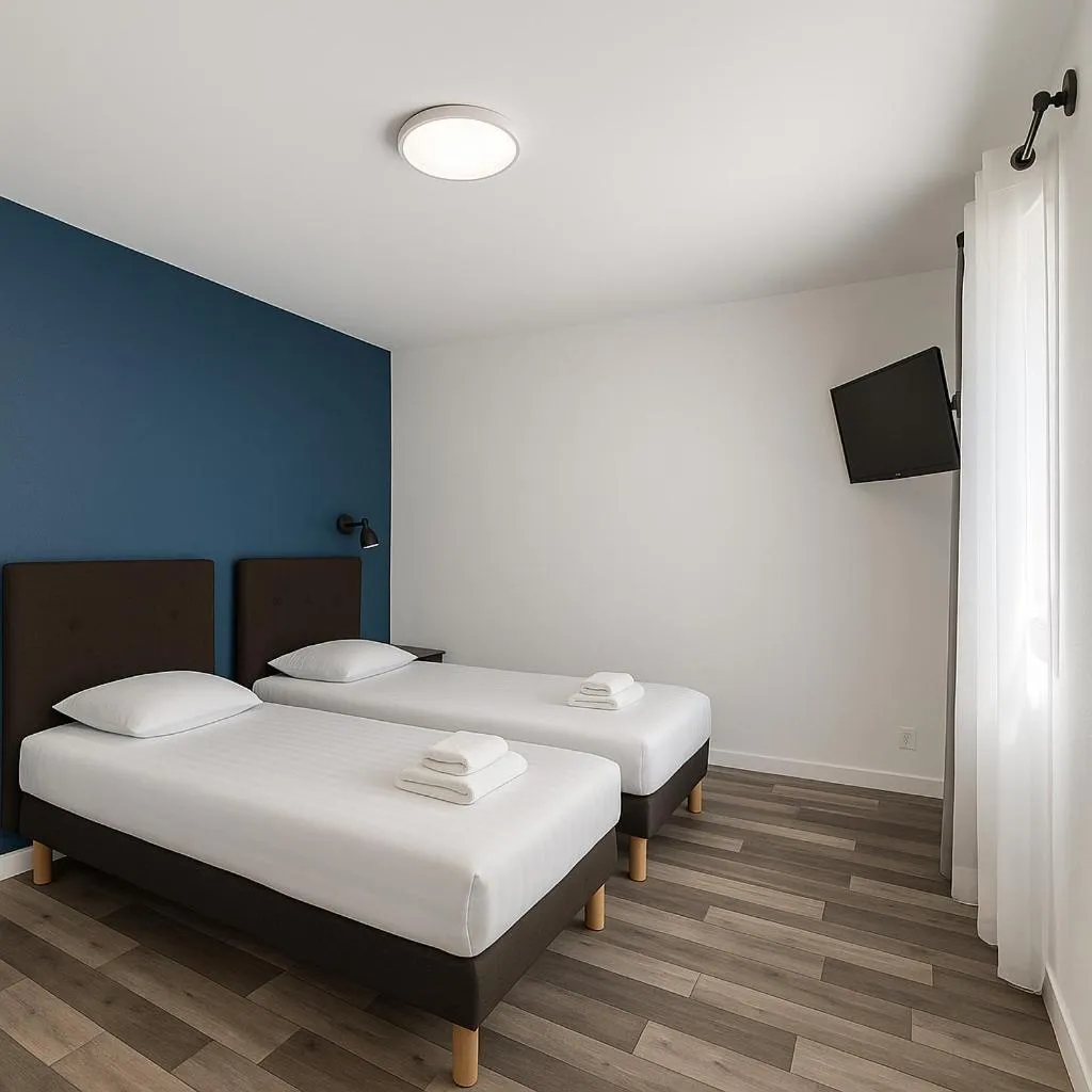 Bedroom, Bed in Logis Hôtel du Cirque Troyes centre historique