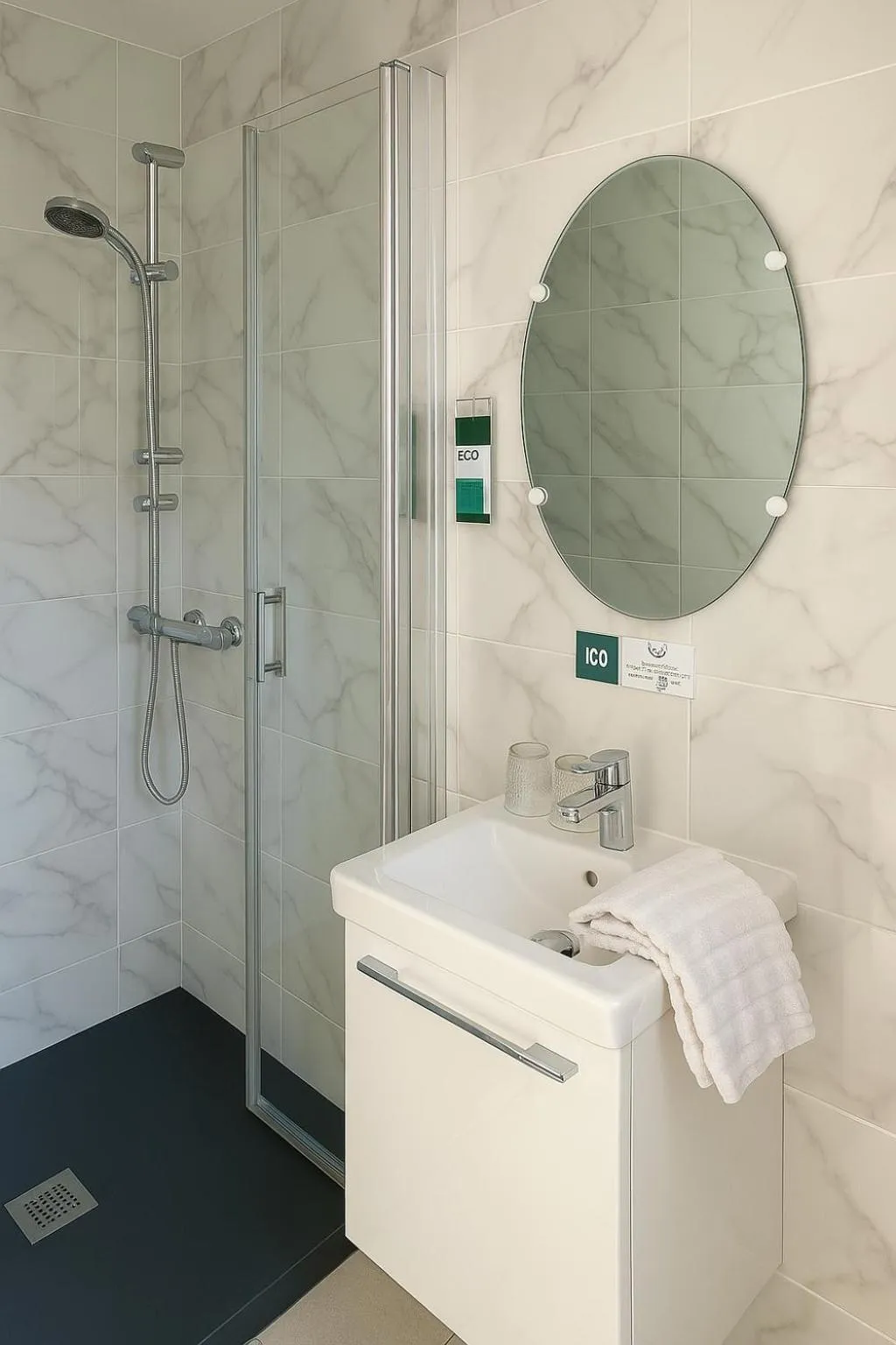 Shower in Logis Hôtel du Cirque Troyes centre historique