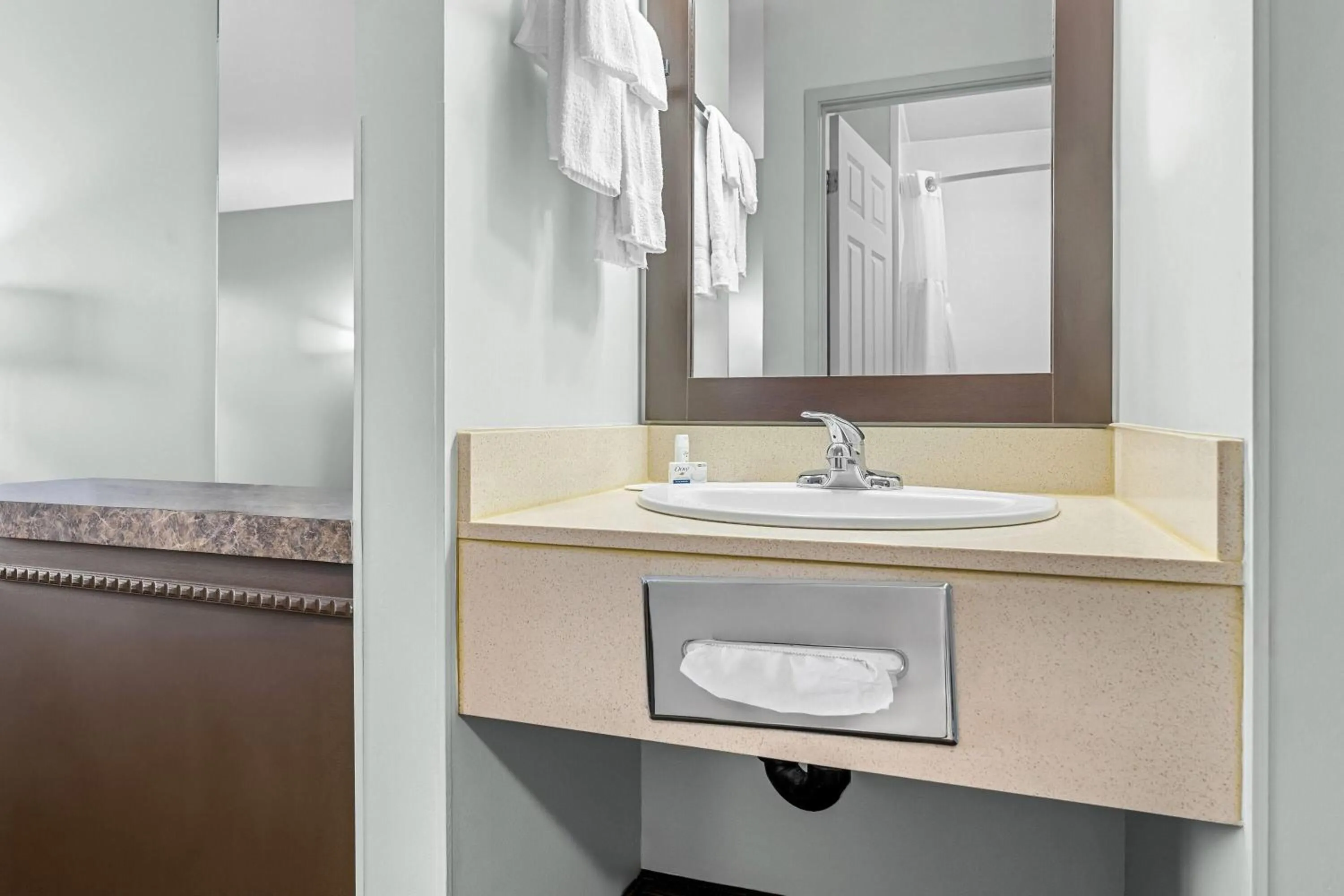 Bathroom in Super 8 by Wyndham Saskatoon Near Saskatoon Airport