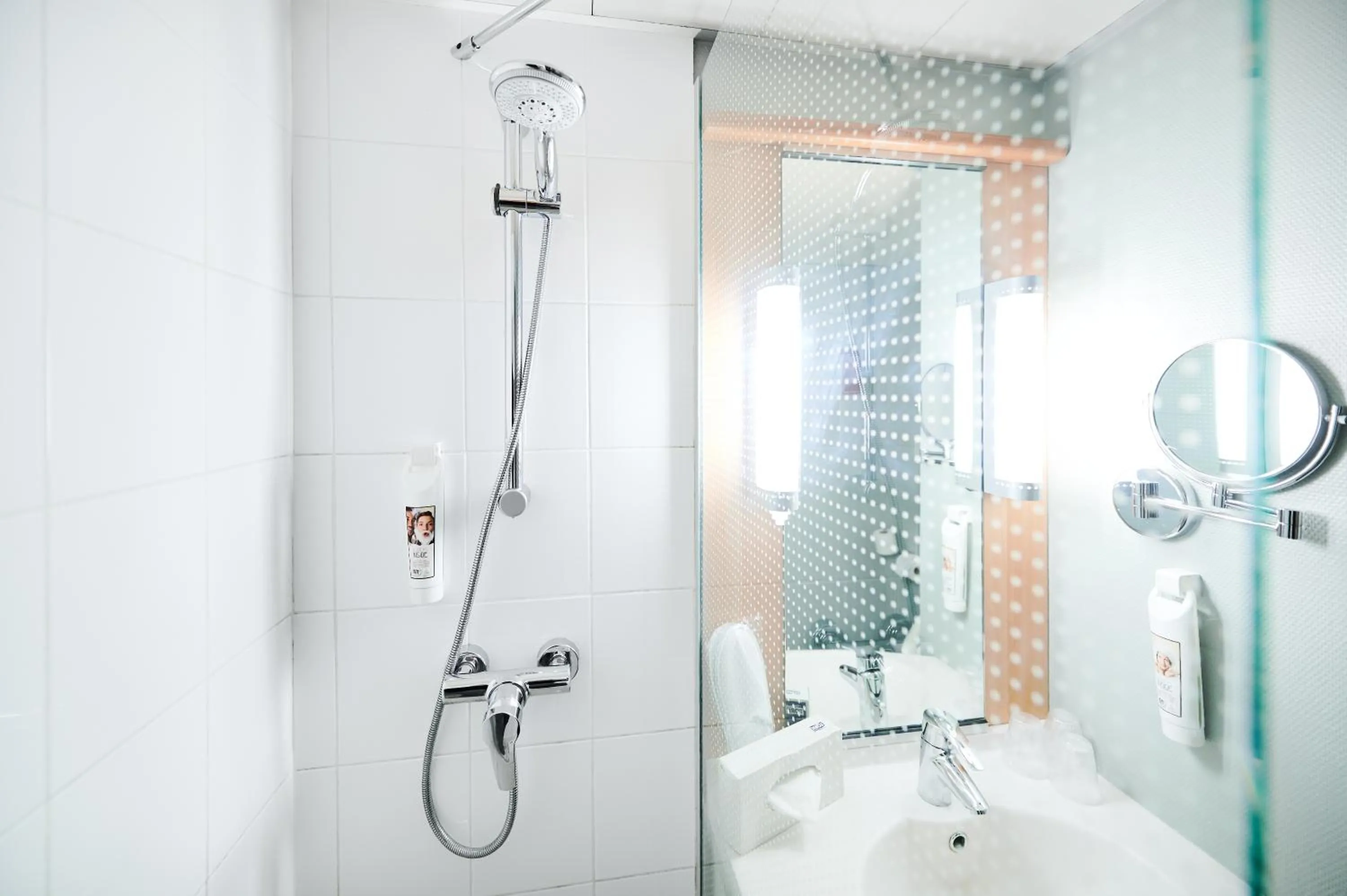 Bathroom in ibis Lyon Gerland Musée des Confluences