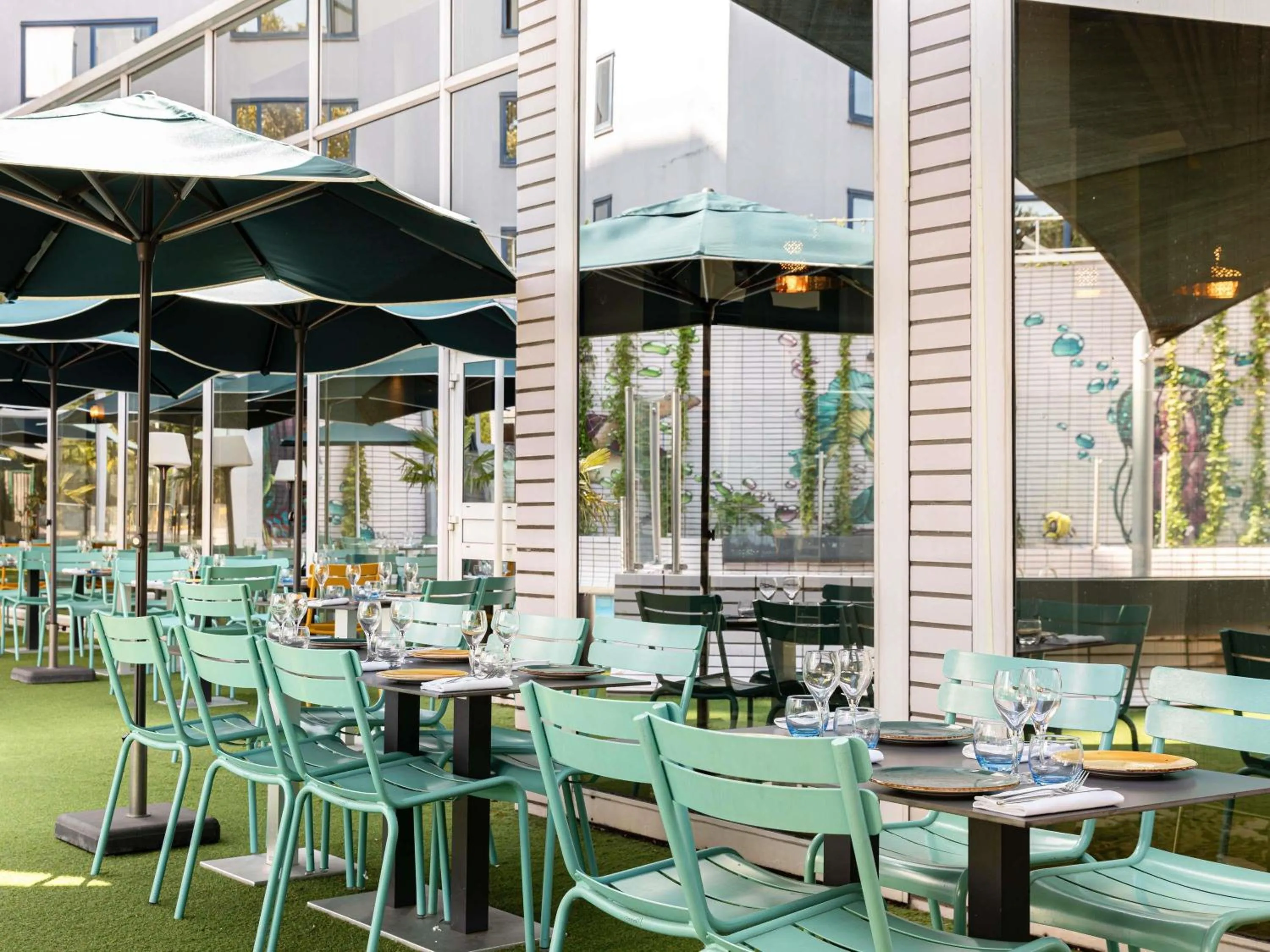 Pool view in ibis Lyon Gerland Musée des Confluences
