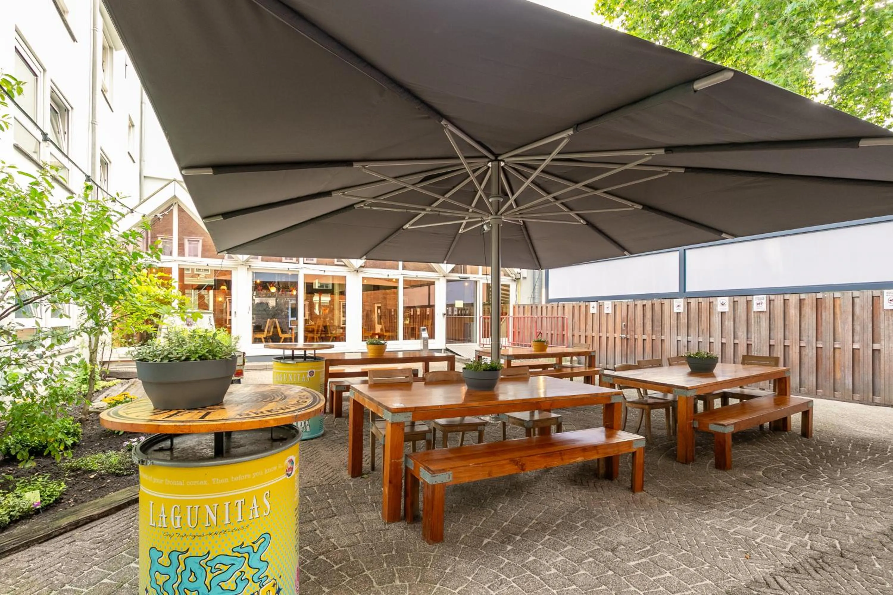 Garden in Hans Brinker Hostel Amsterdam