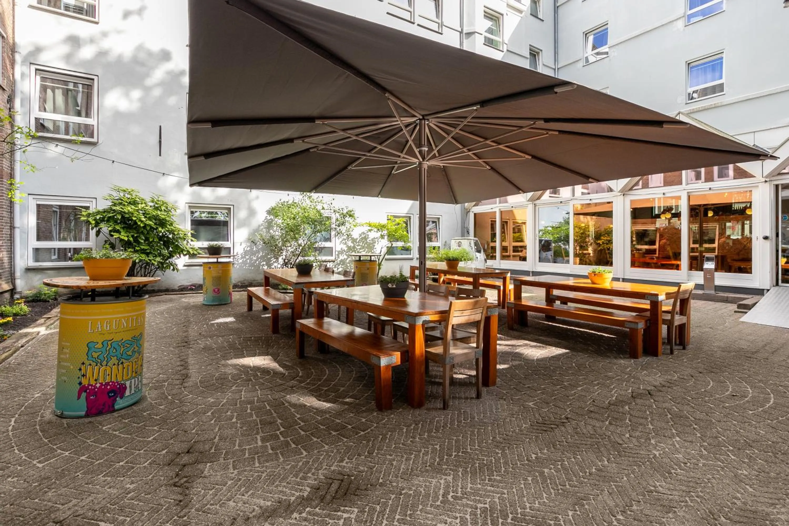 Garden in Hans Brinker Hostel Amsterdam