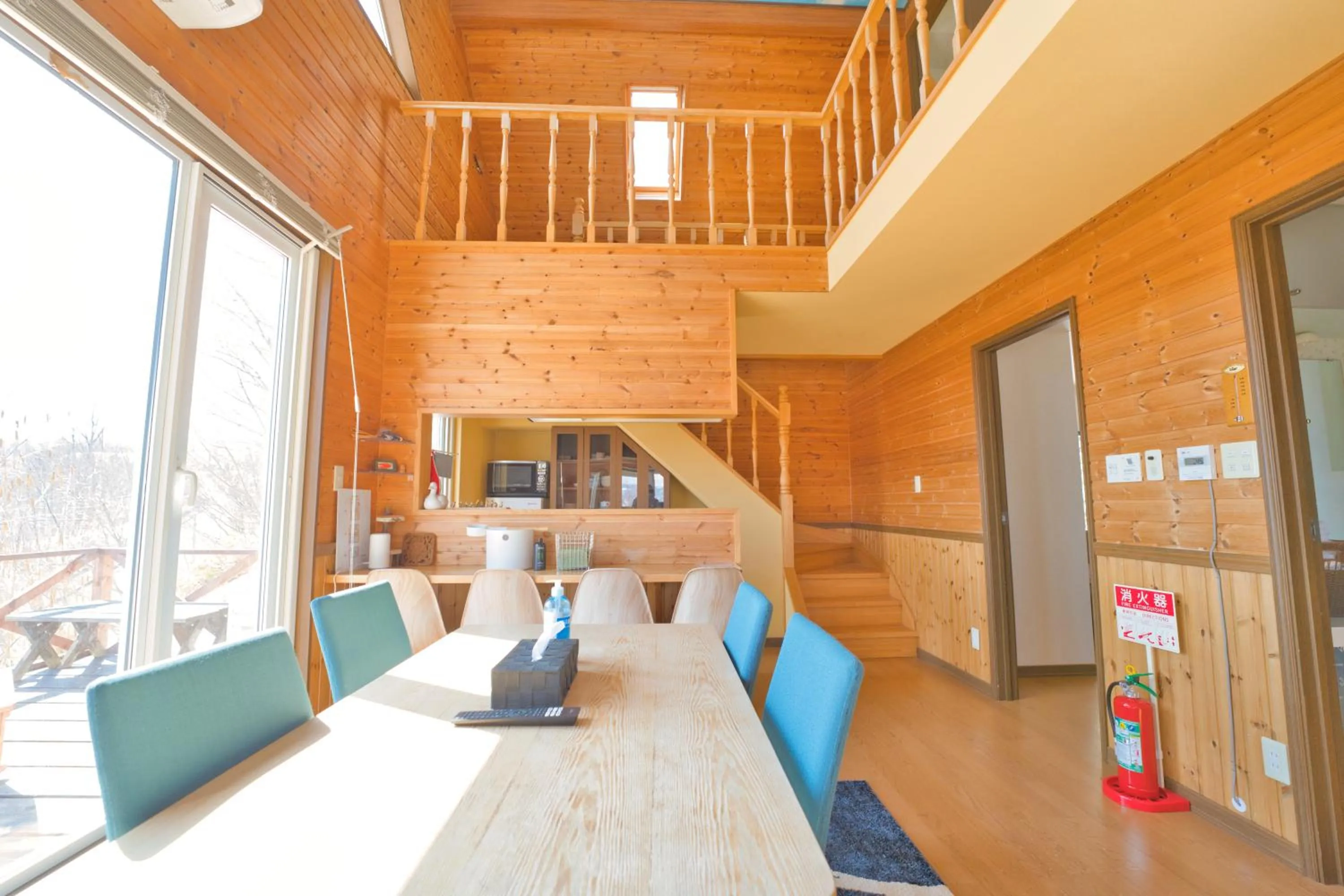 Living room in LAKE TOYA Great view log cabin