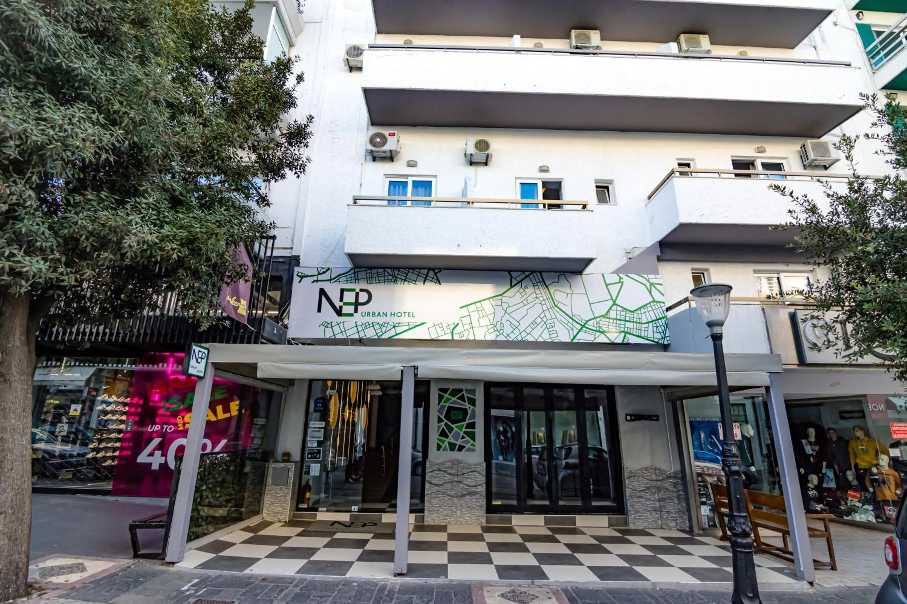 Facade/entrance in N E P center Hotel Rodos
