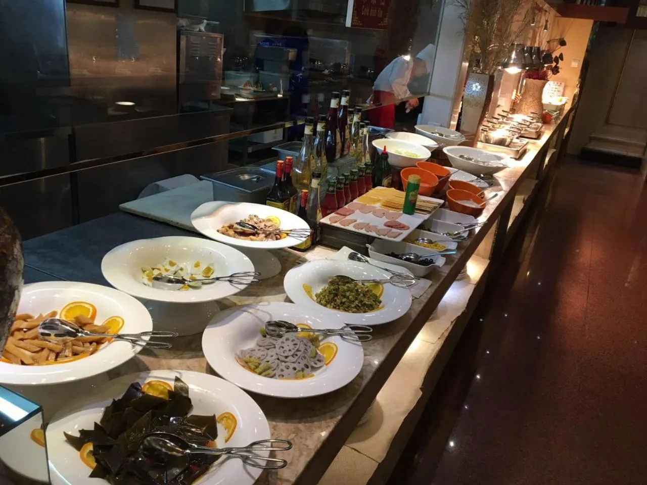 Asian breakfast in Golden Gulf Hotel Yantai