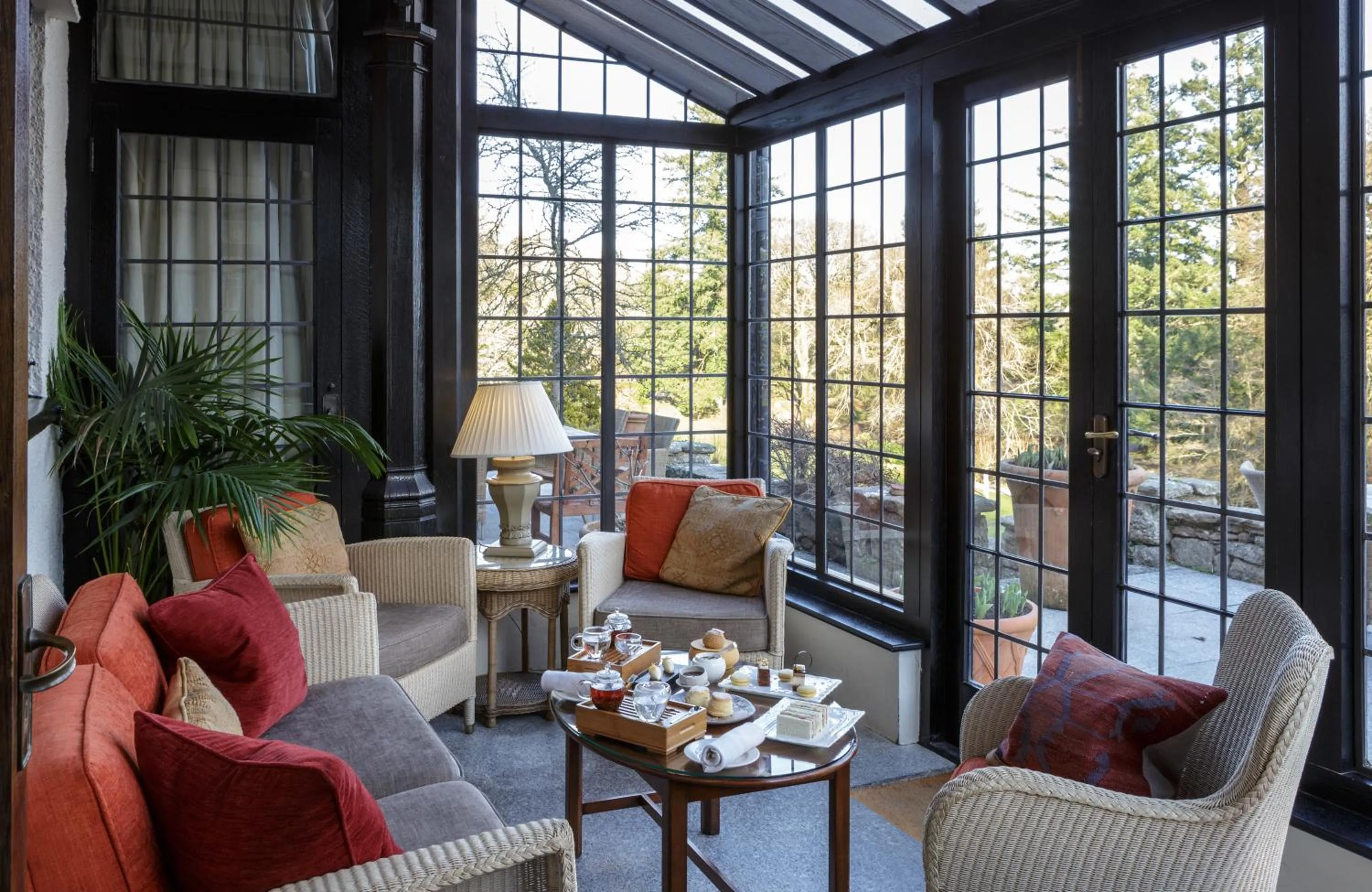 Seating area in Gidleigh Park- A Relais & Chateaux Hotel