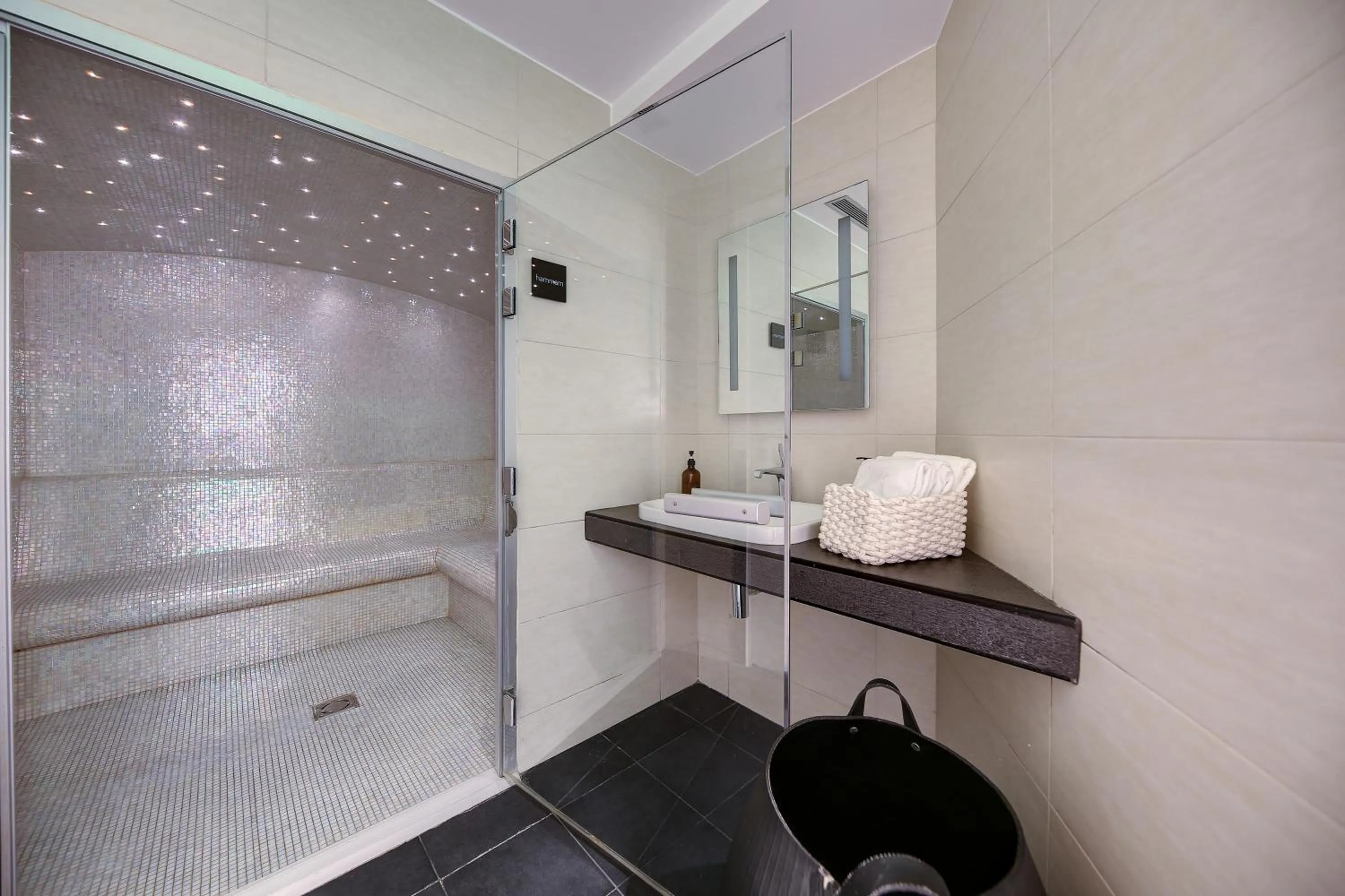 Steam room in Chalgrin Boutique Hotel