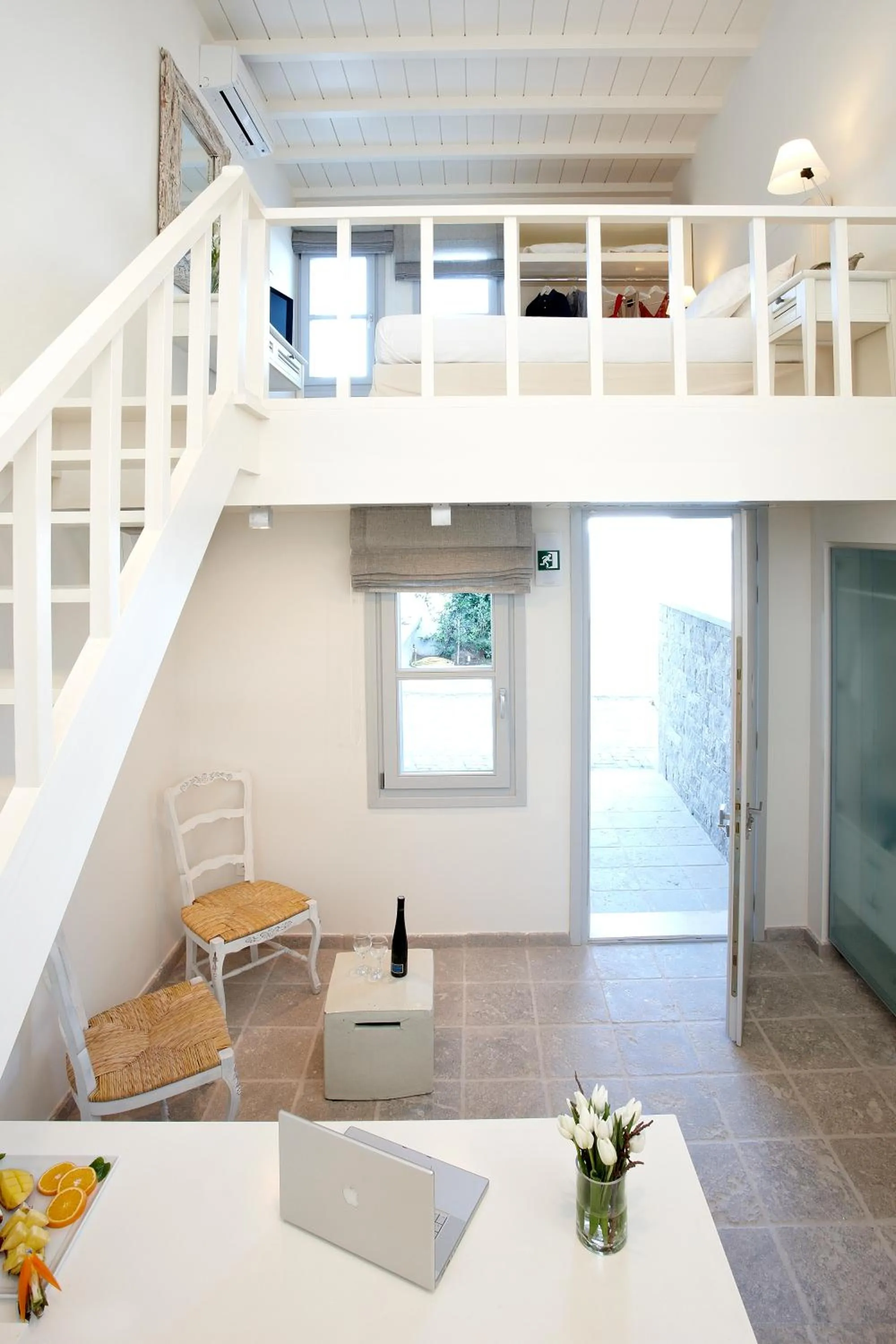 Bed in Skyros Ammos Hotel