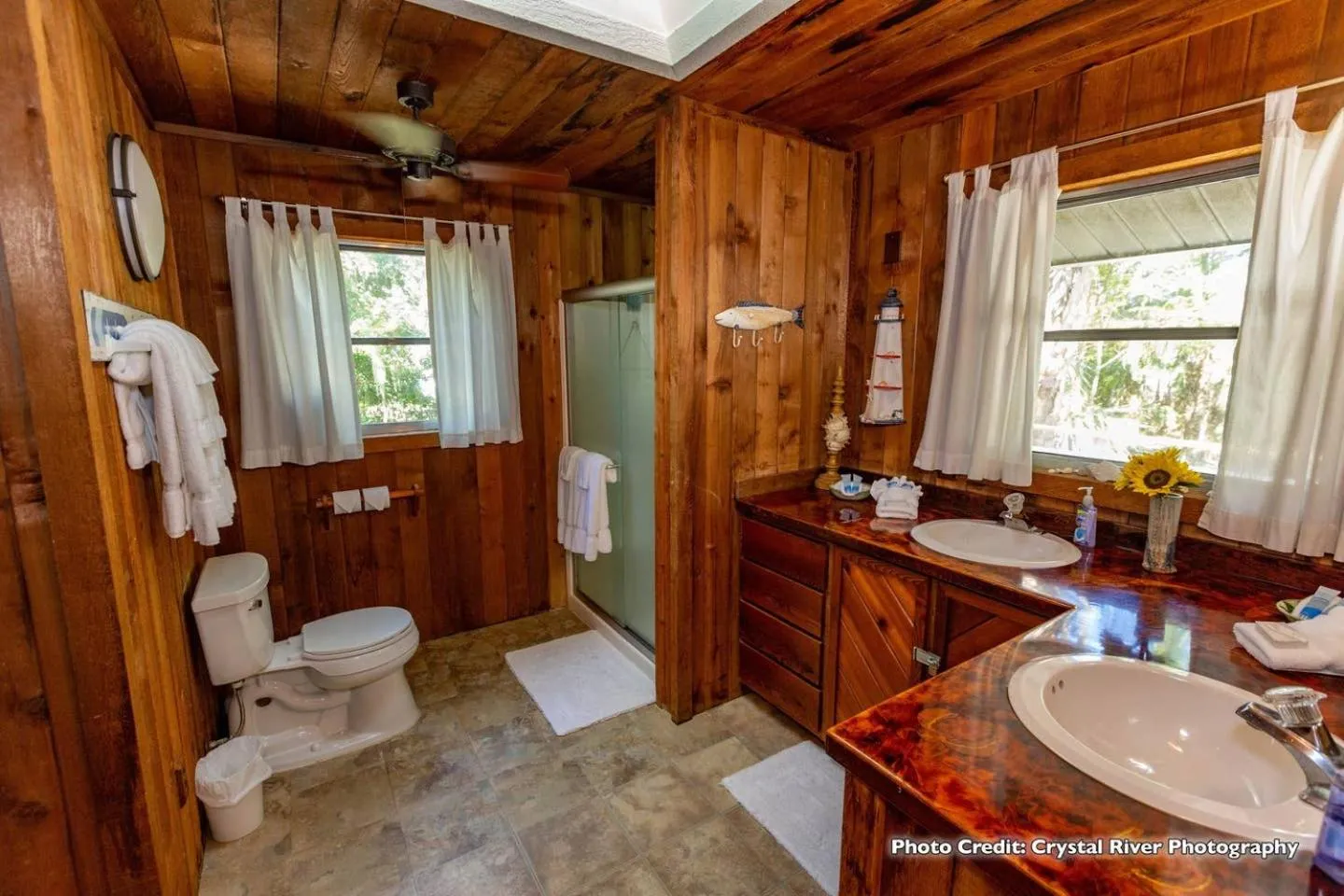 Bathroom in Riverfront Treetop Bungalow