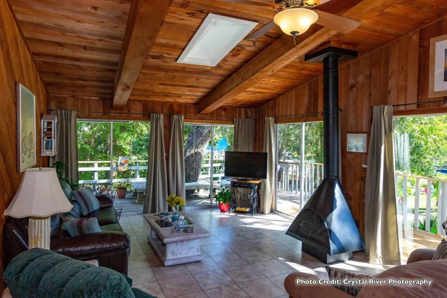 Living room in Riverfront Treetop Bungalow