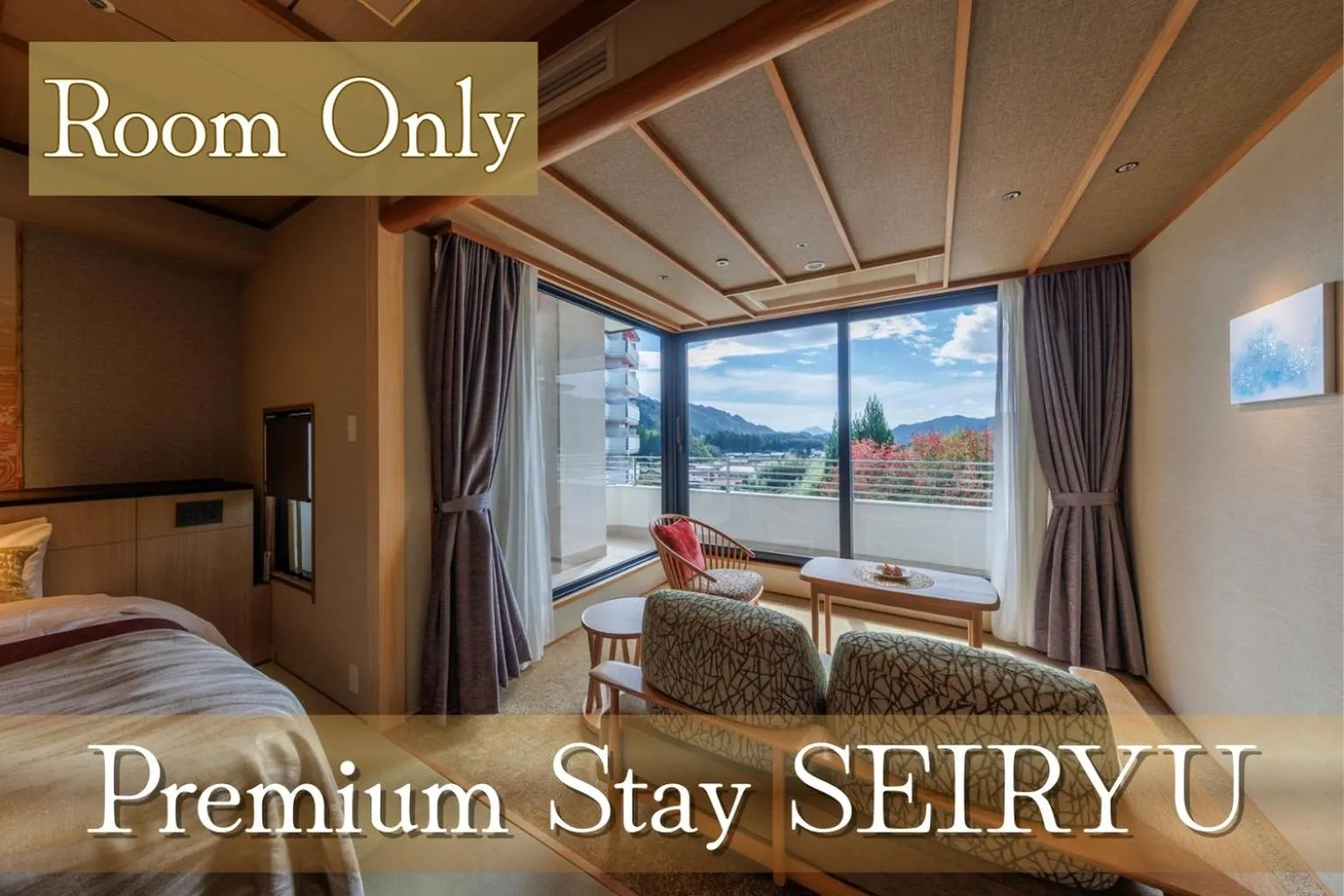 View (from property/room), Bed in Kinugawa Grand Hotel Yumenotoki