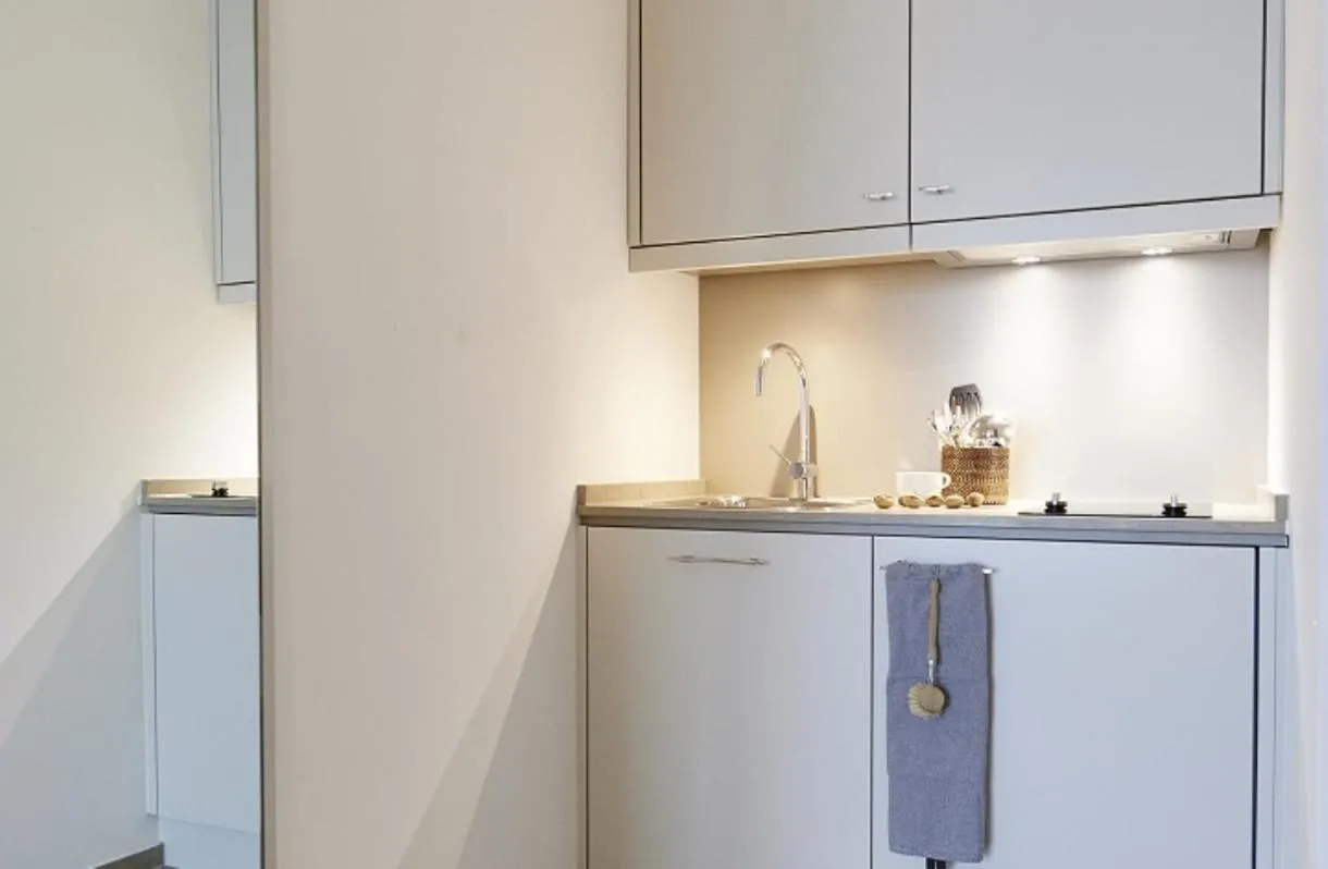 Kitchen or kitchenette in Hotel Haus am Meer