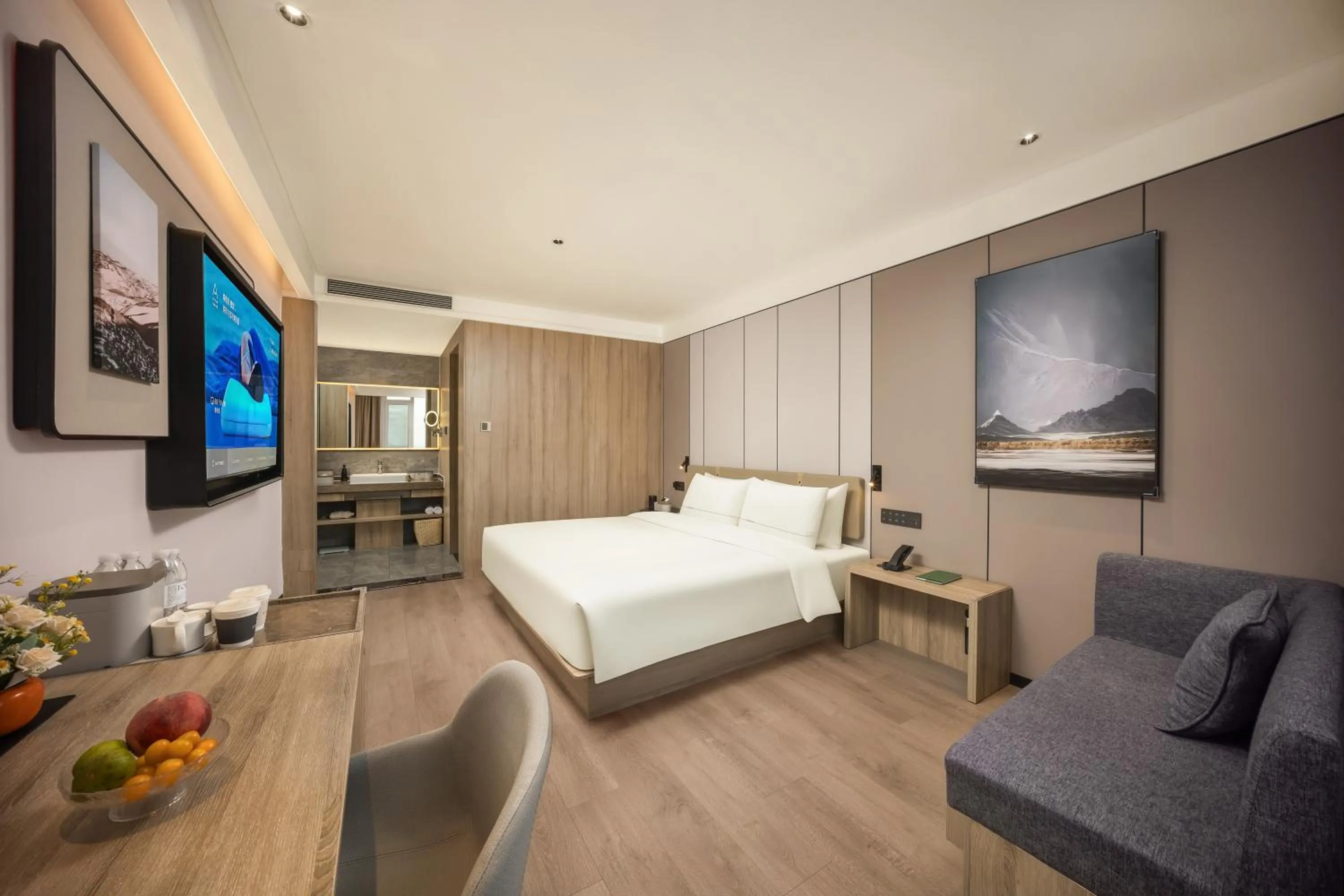 Bed in Atour Hotel Weihai City Center