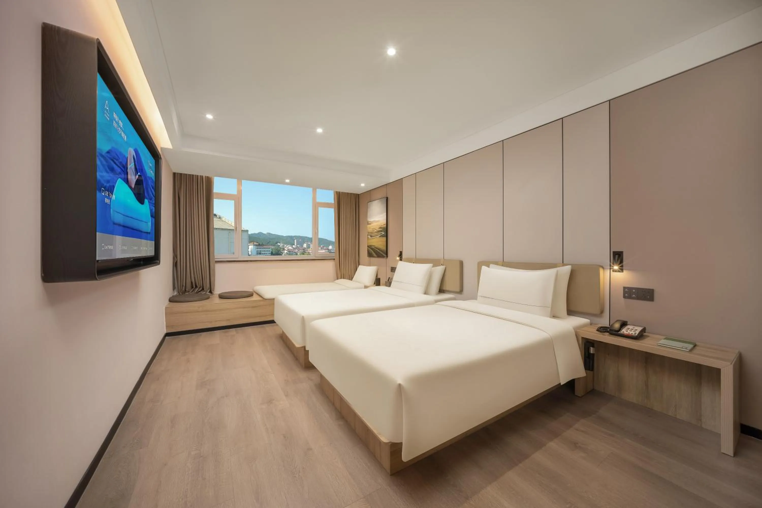 Bed in Atour Hotel Weihai City Center