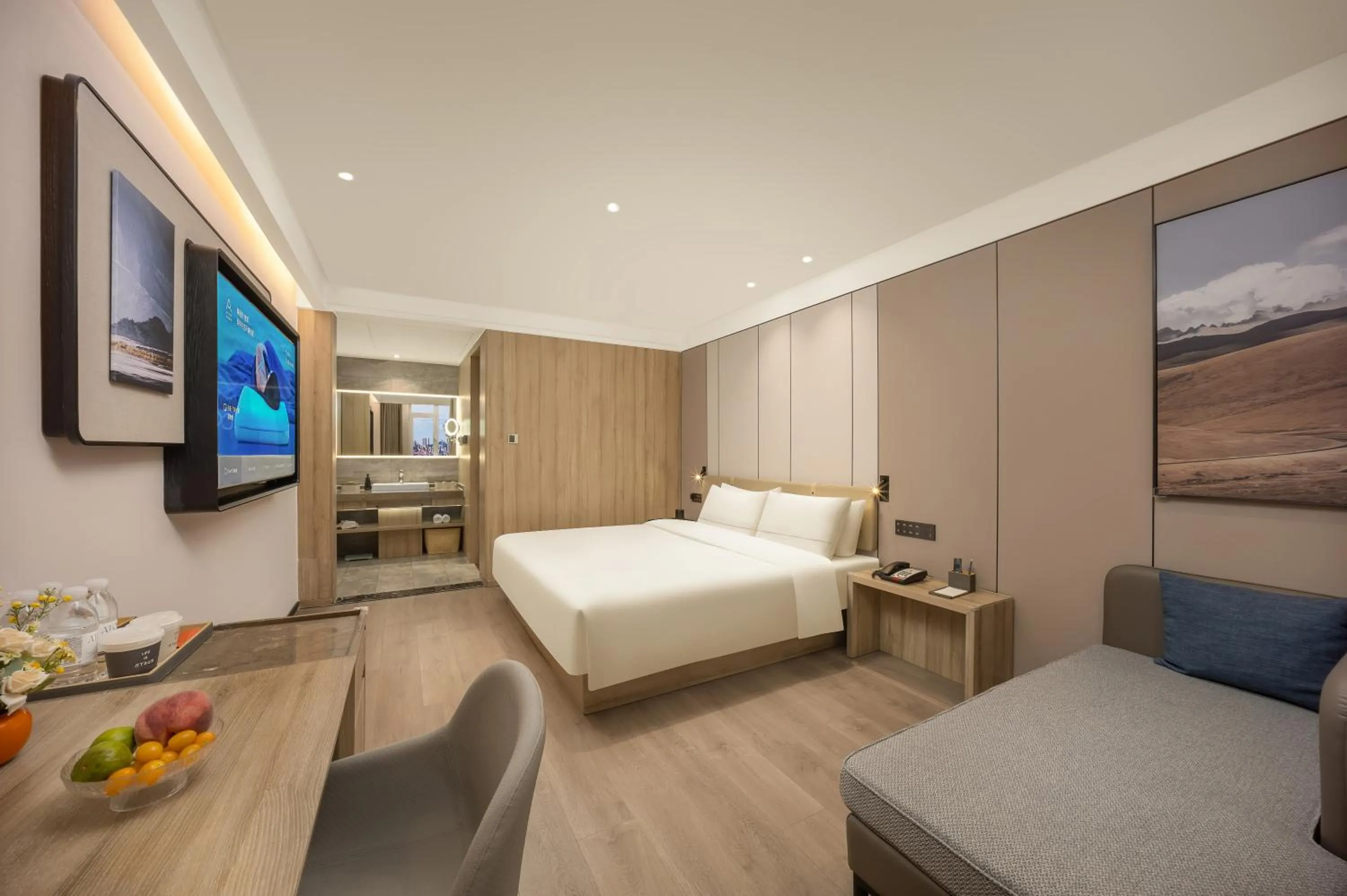 Bed in Atour Hotel Weihai City Center