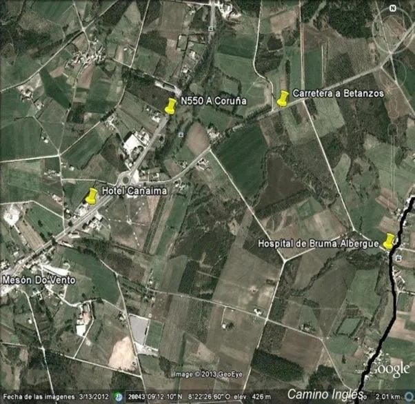 Location in Hotel Canaima Bruma 1,5 k Camino