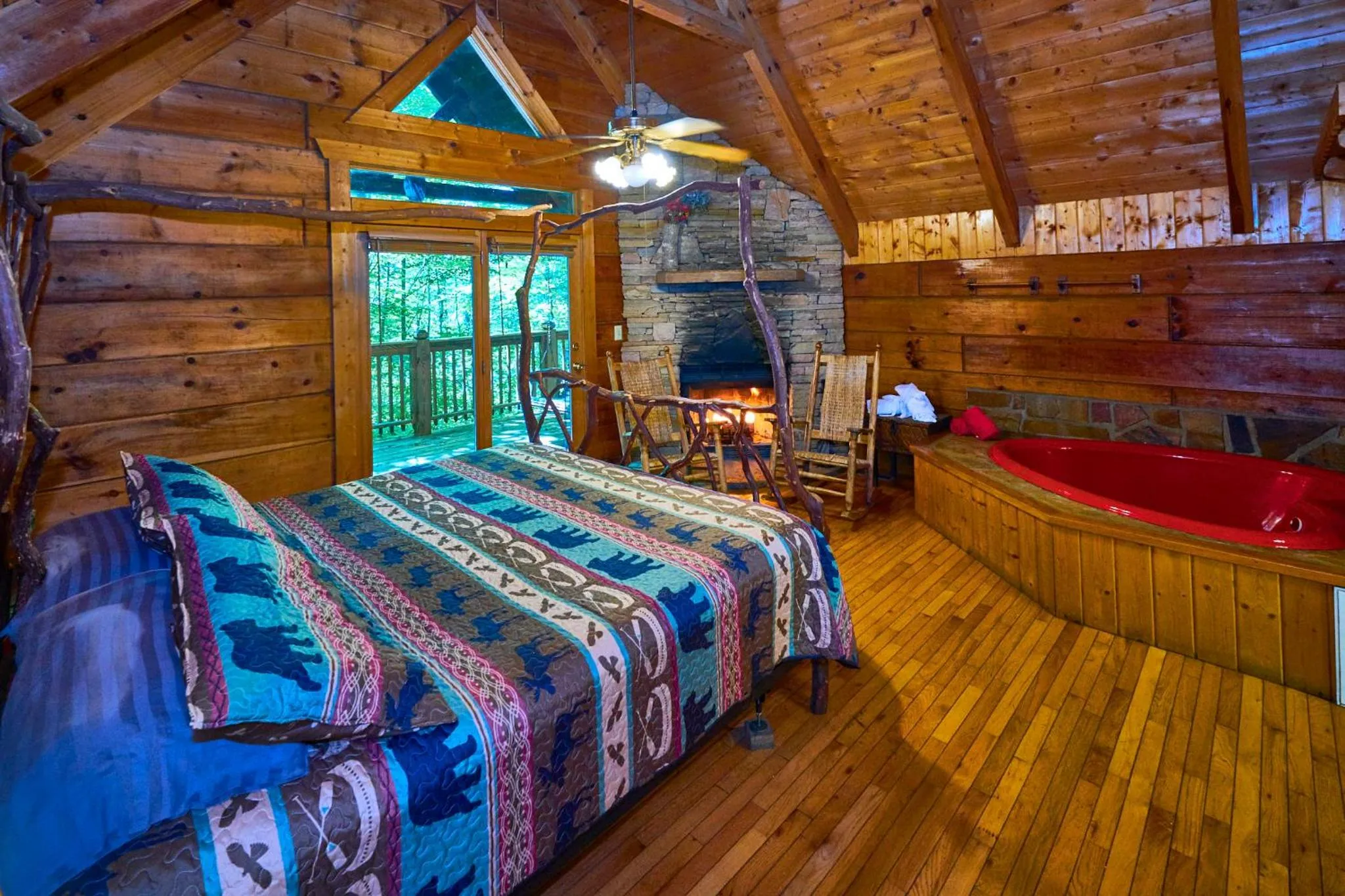 Bed in Gatlinburg Adventure Cabins