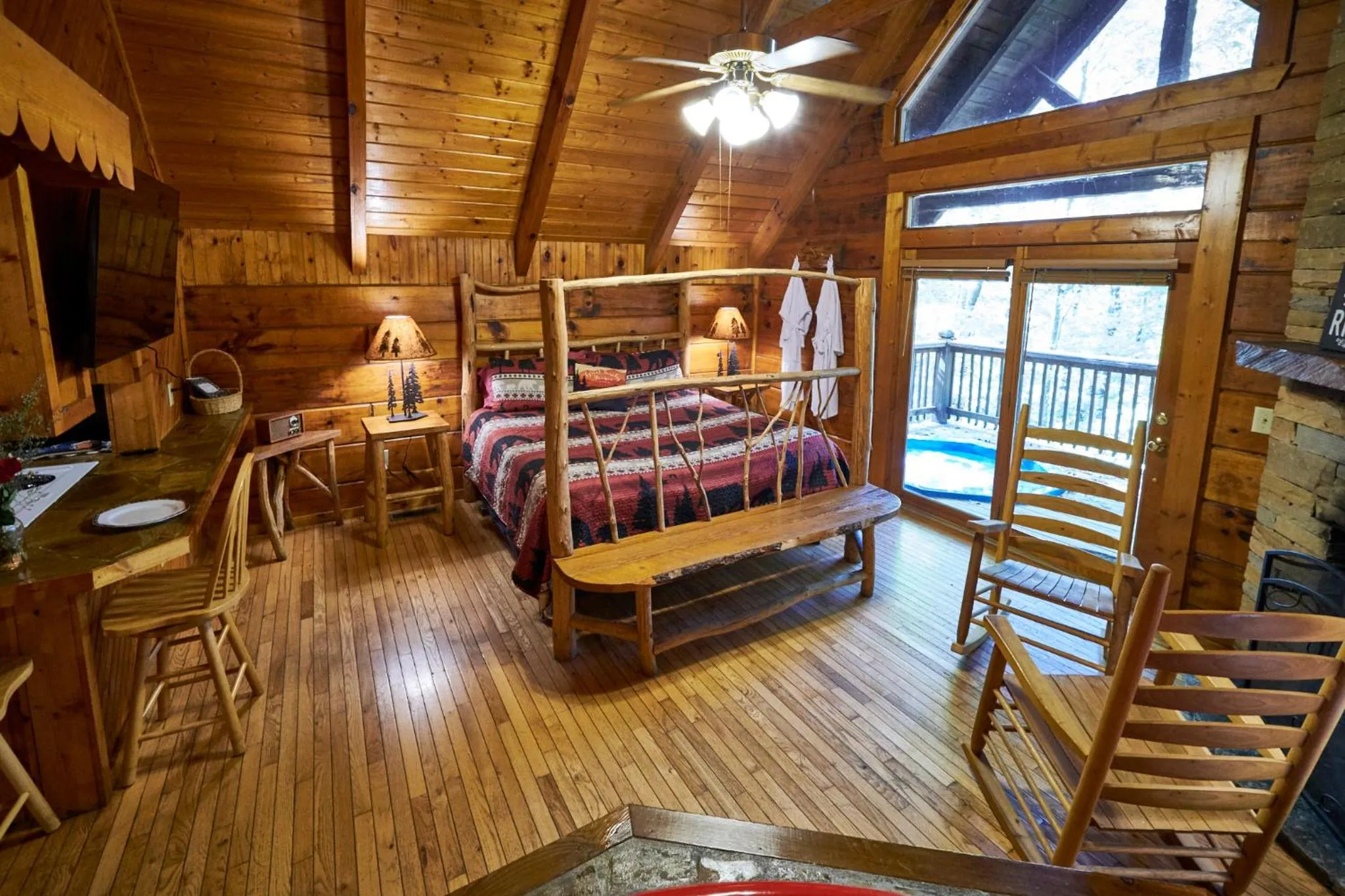 Bed in Gatlinburg Adventure Cabins