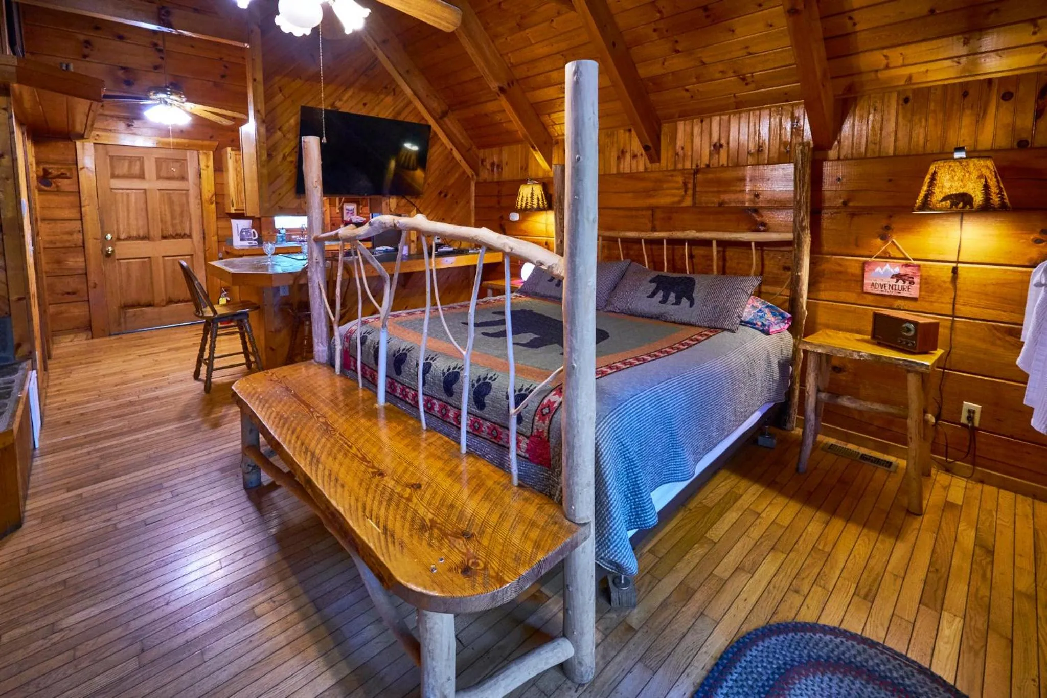 Bed in Gatlinburg Adventure Cabins