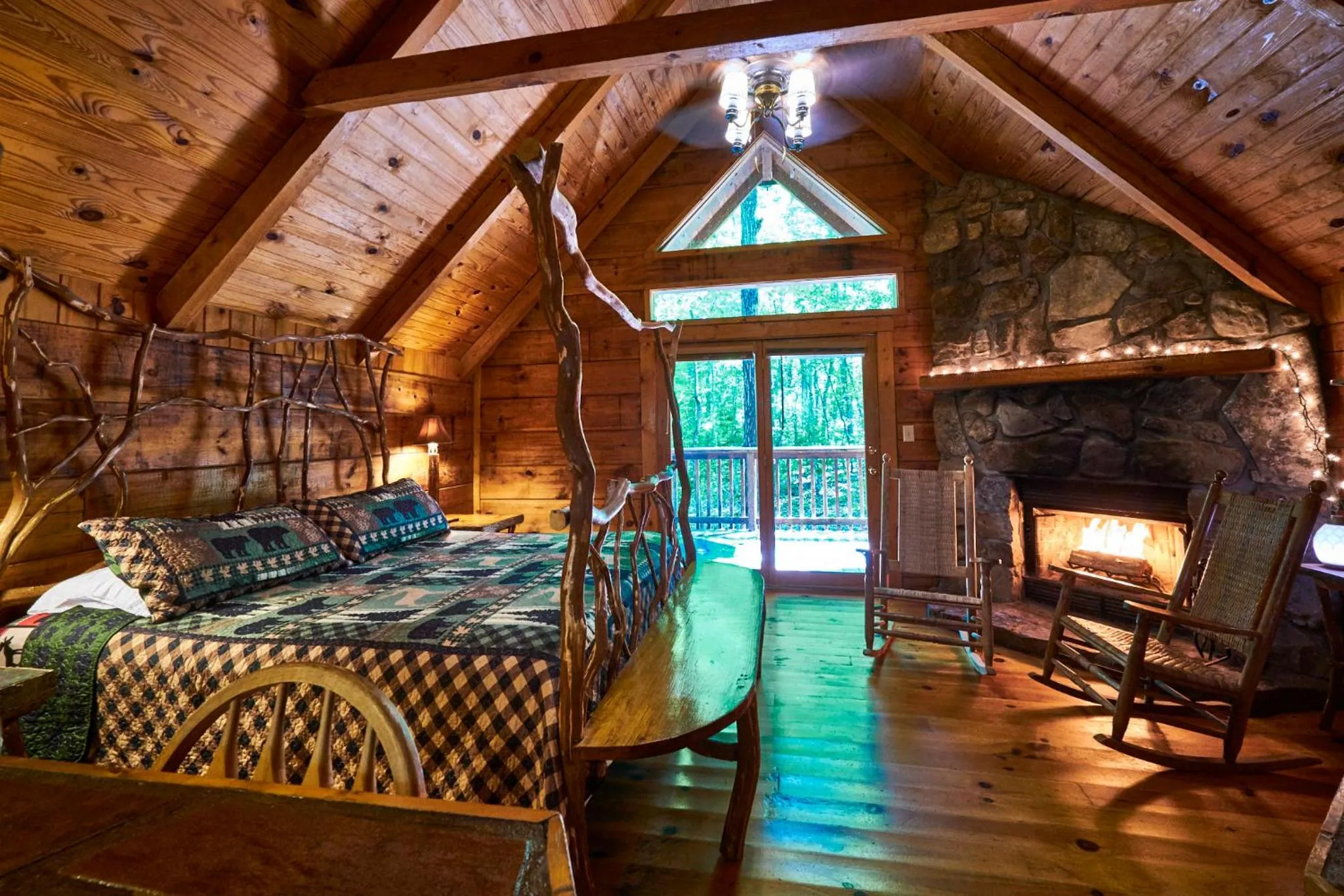 Bed in Gatlinburg Adventure Cabins