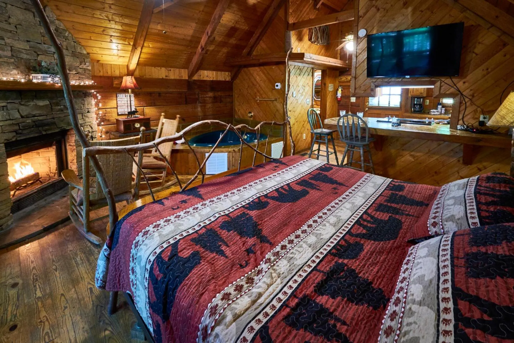 Bed in Gatlinburg Adventure Cabins