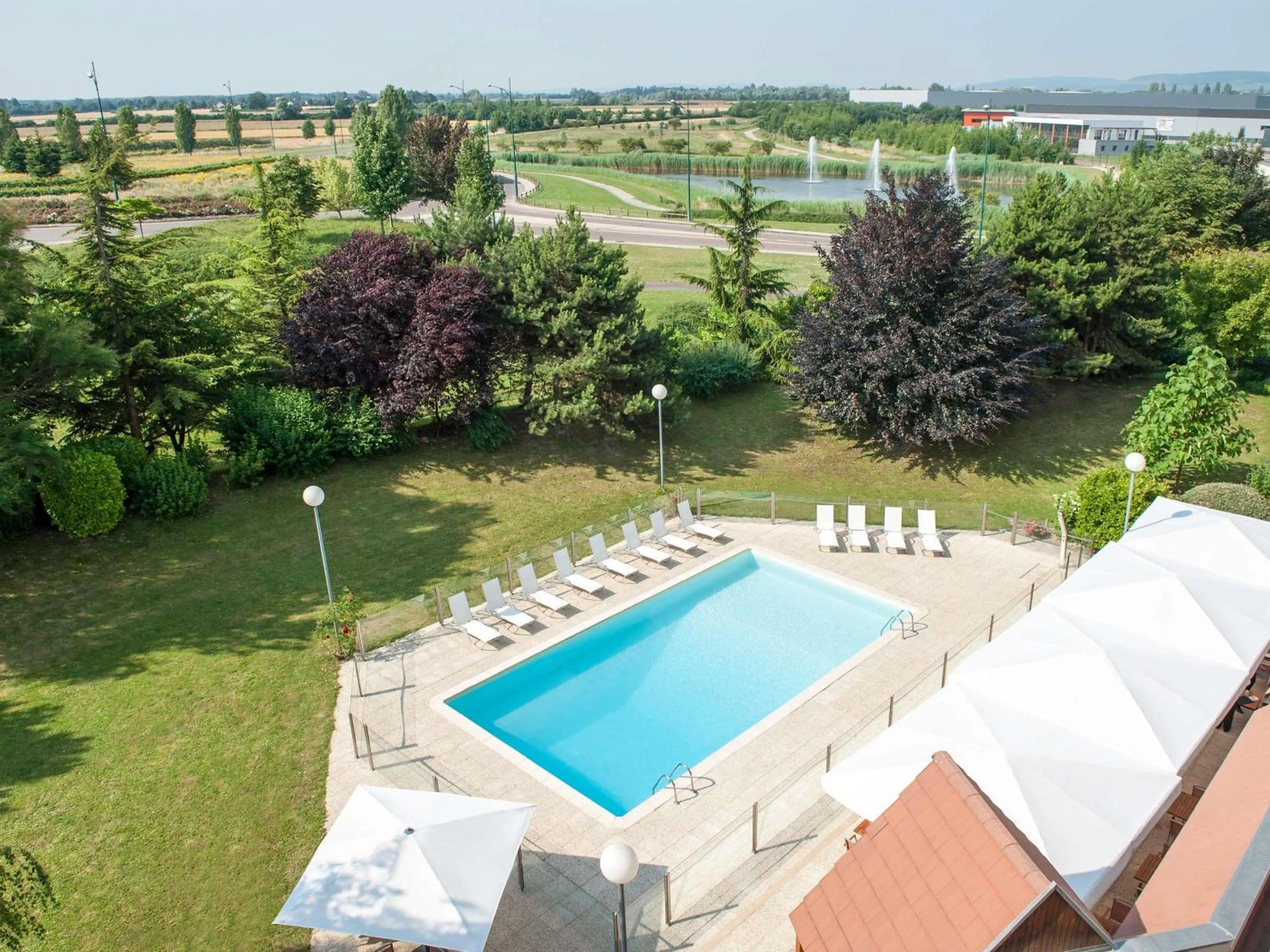Pool view in Novotel Beaune