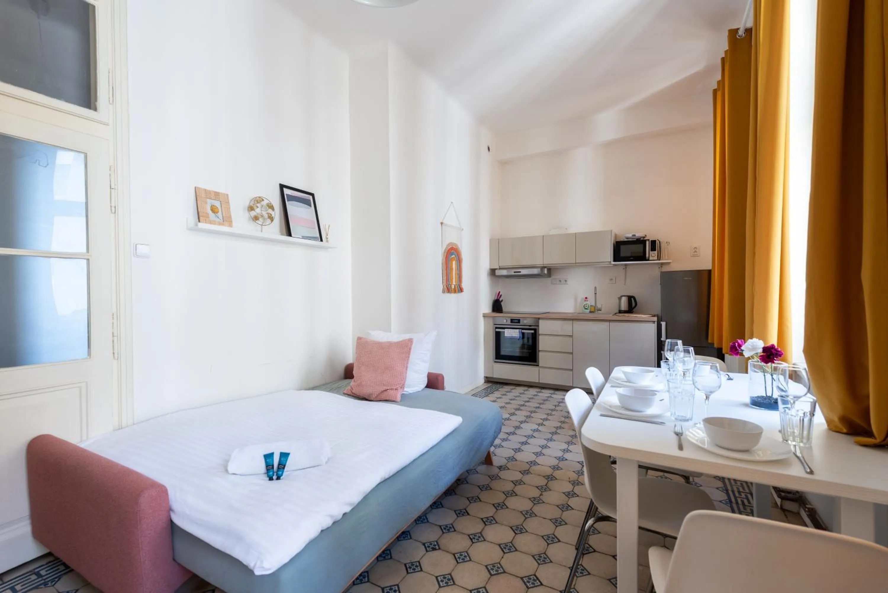 kitchen, Bed in Tesnov Residence Apartments