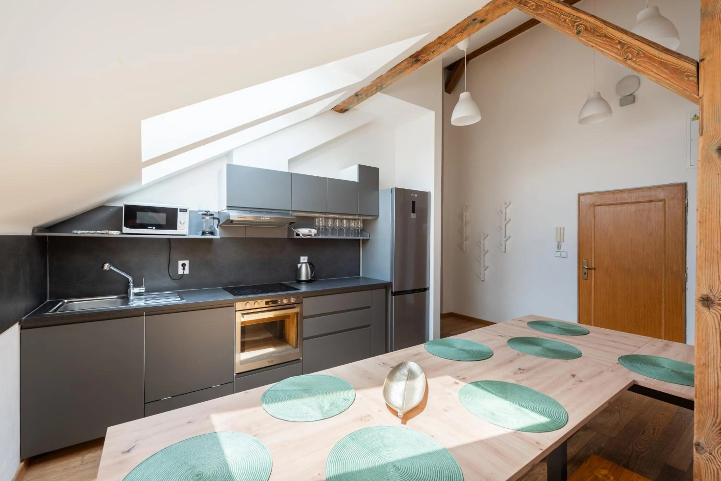 Dining area, Bed in Tesnov Residence Apartments