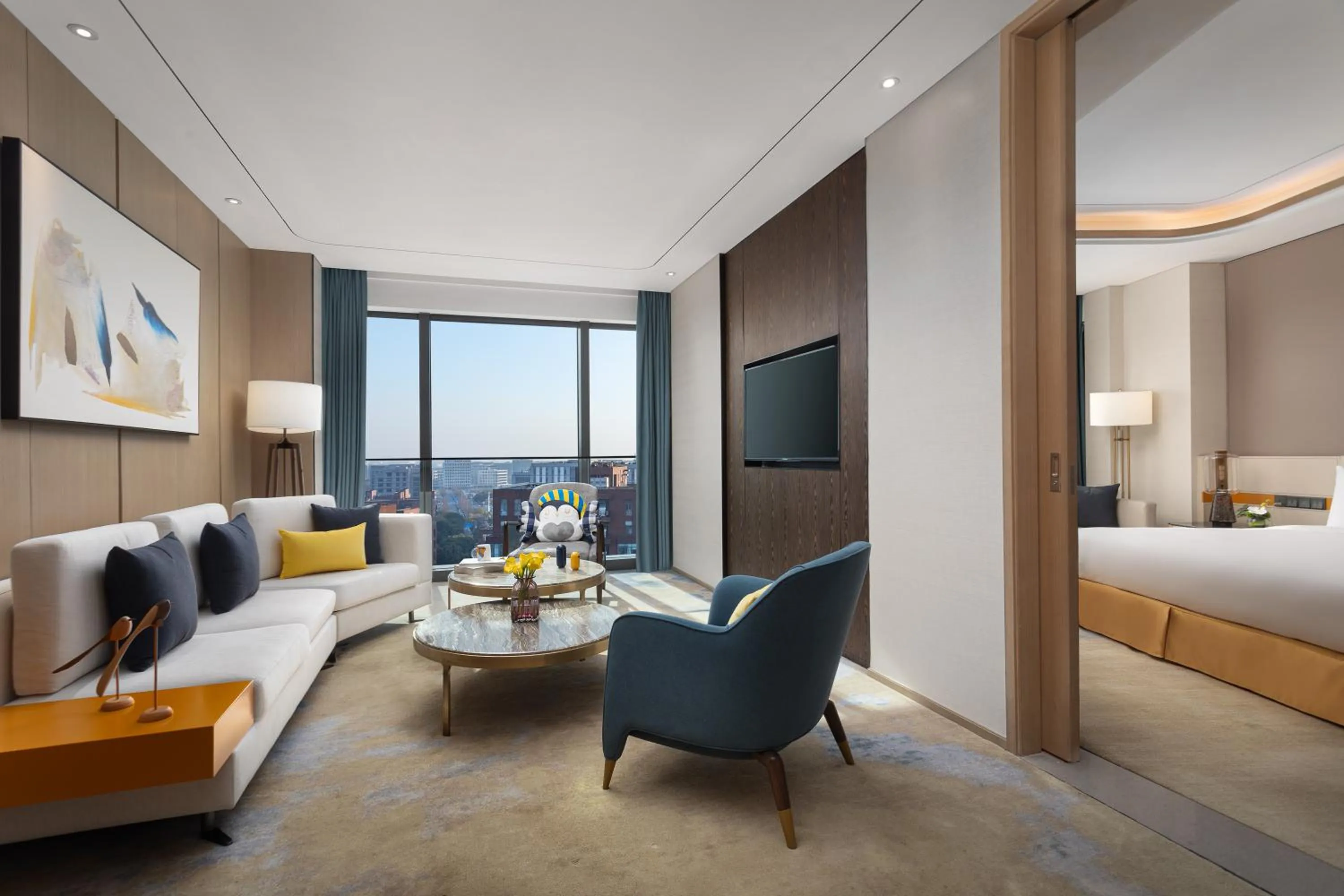 Living room, Bed in voco Shanghai Hongqiao Hub by IHG