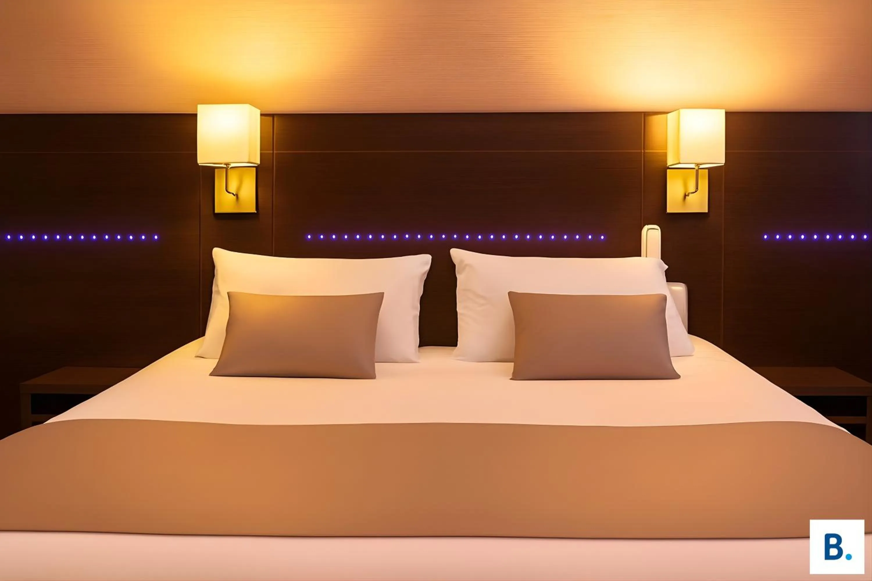 Bed in Hôtel Croix des Bretons - Lourdes Pyrénées