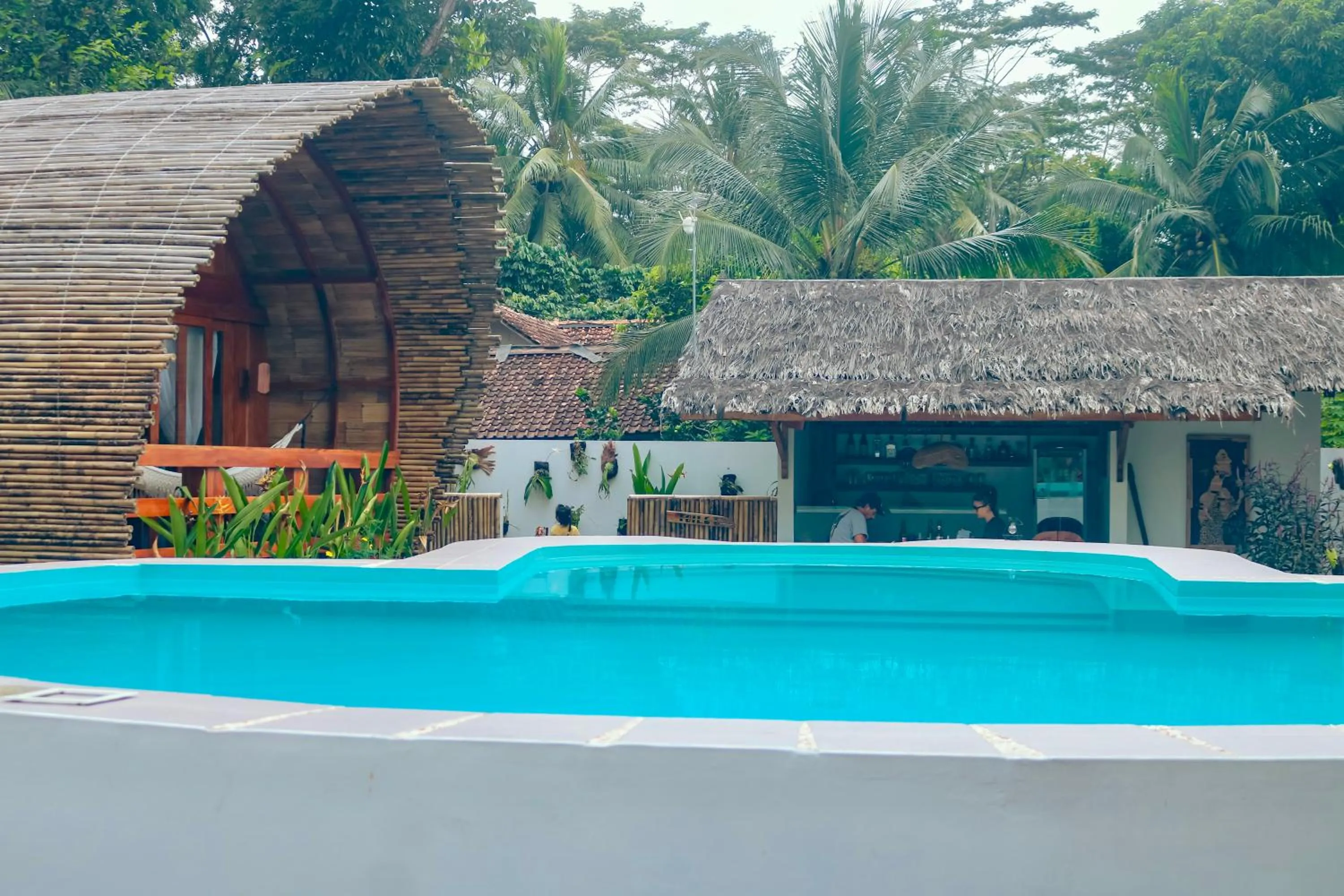 Pool view in Lagoona Beach Bungalows - Eco Bungalows Batukaras