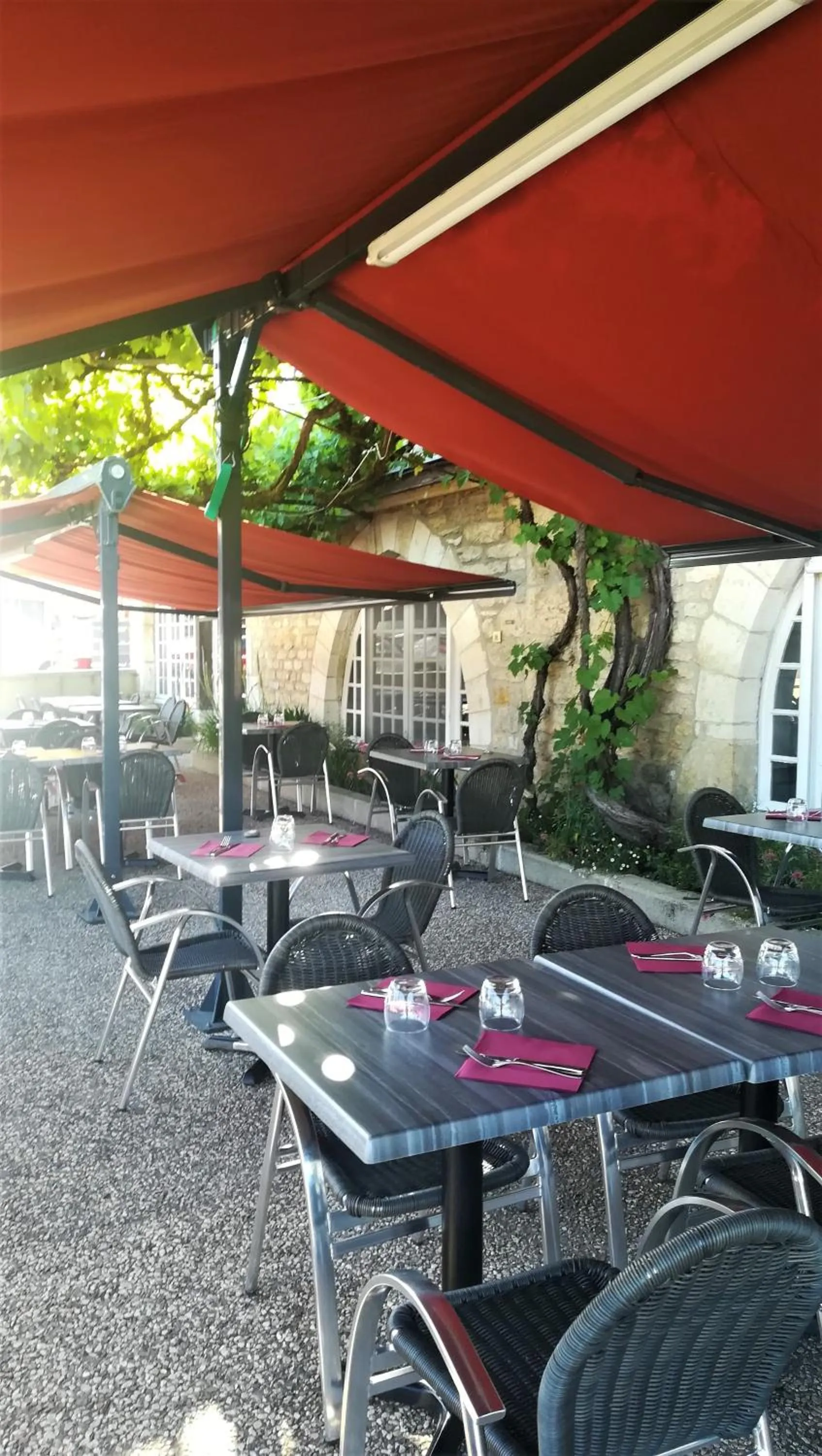 Patio in Logis Hôtels - Hôtel et Restaurant Le Lion d'Or