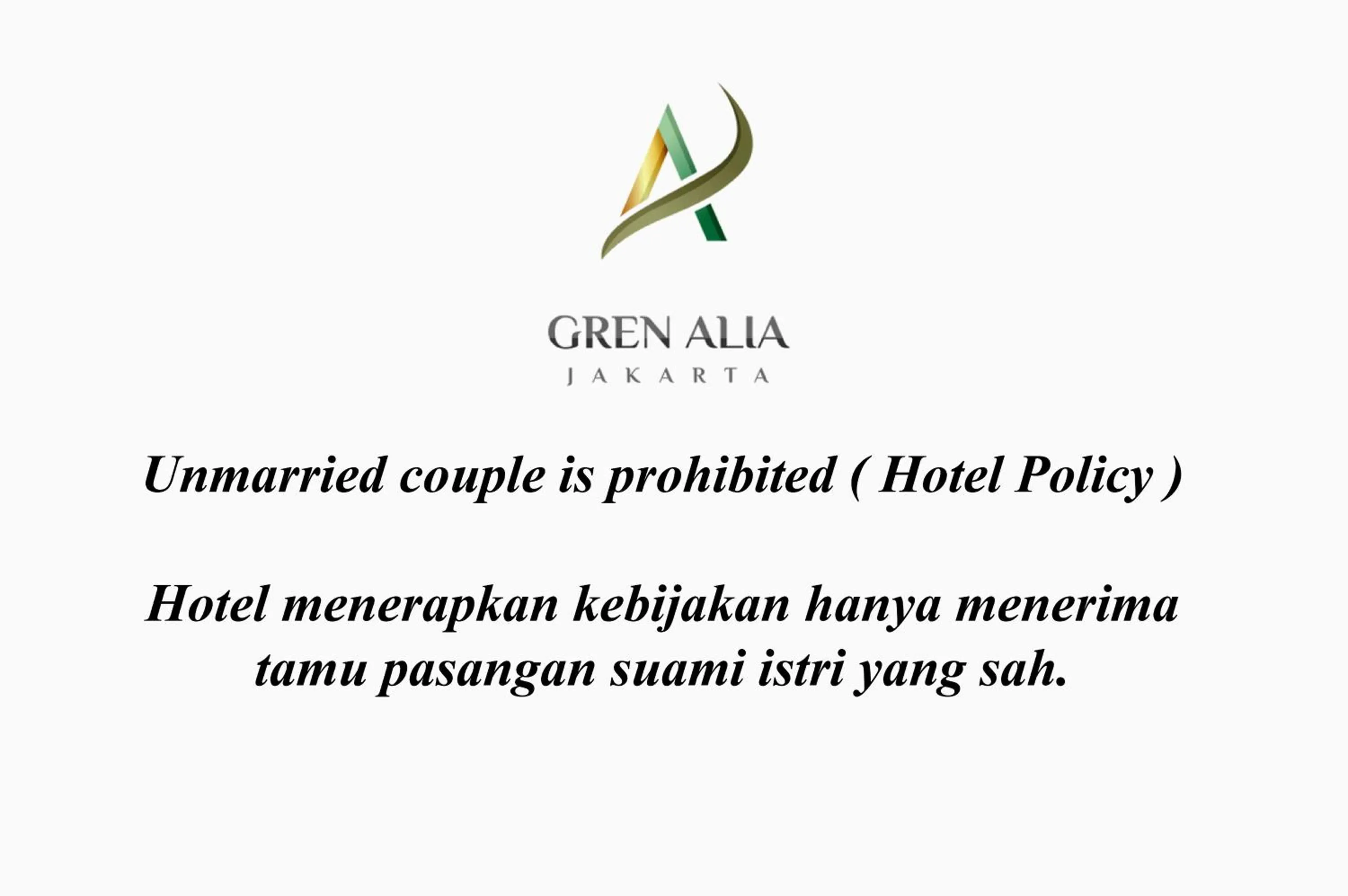 Text overlay in Hotel Gren Alia Jakarta