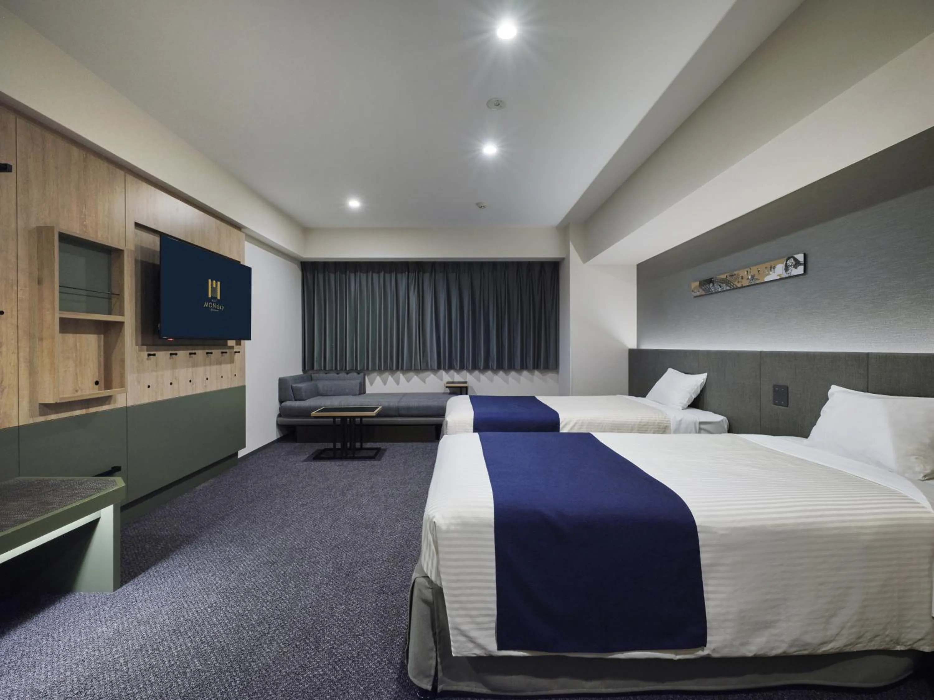 Bed in hotel MONday Akihabara Asakusabashi