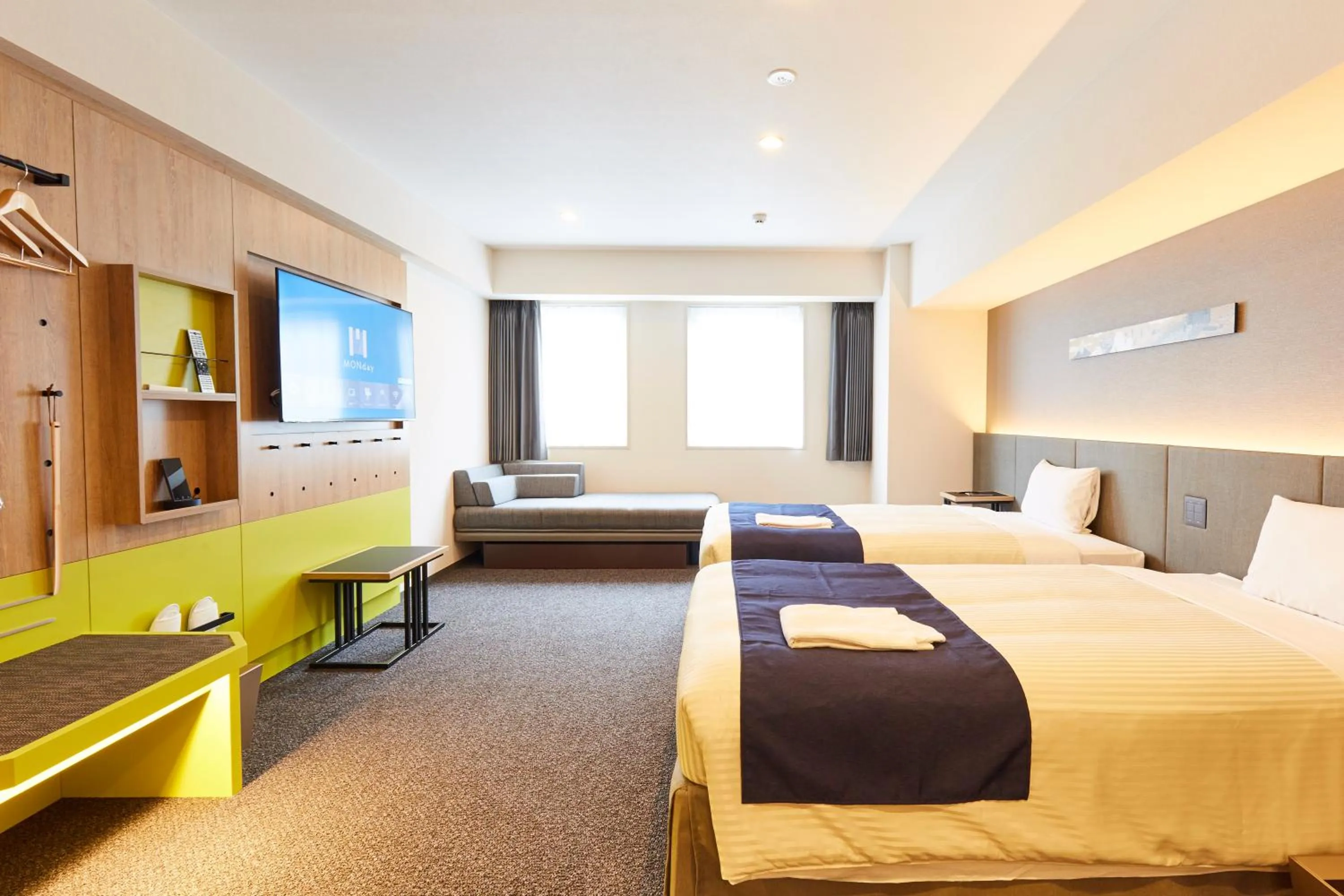 Bed in hotel MONday Akihabara Asakusabashi