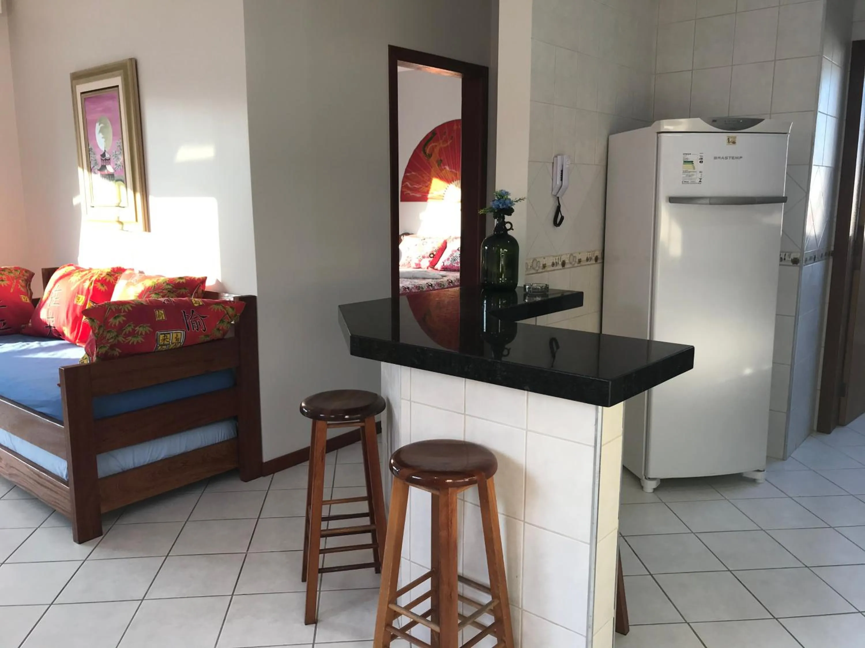Communal kitchen, Bed in Kasato Maru Residence