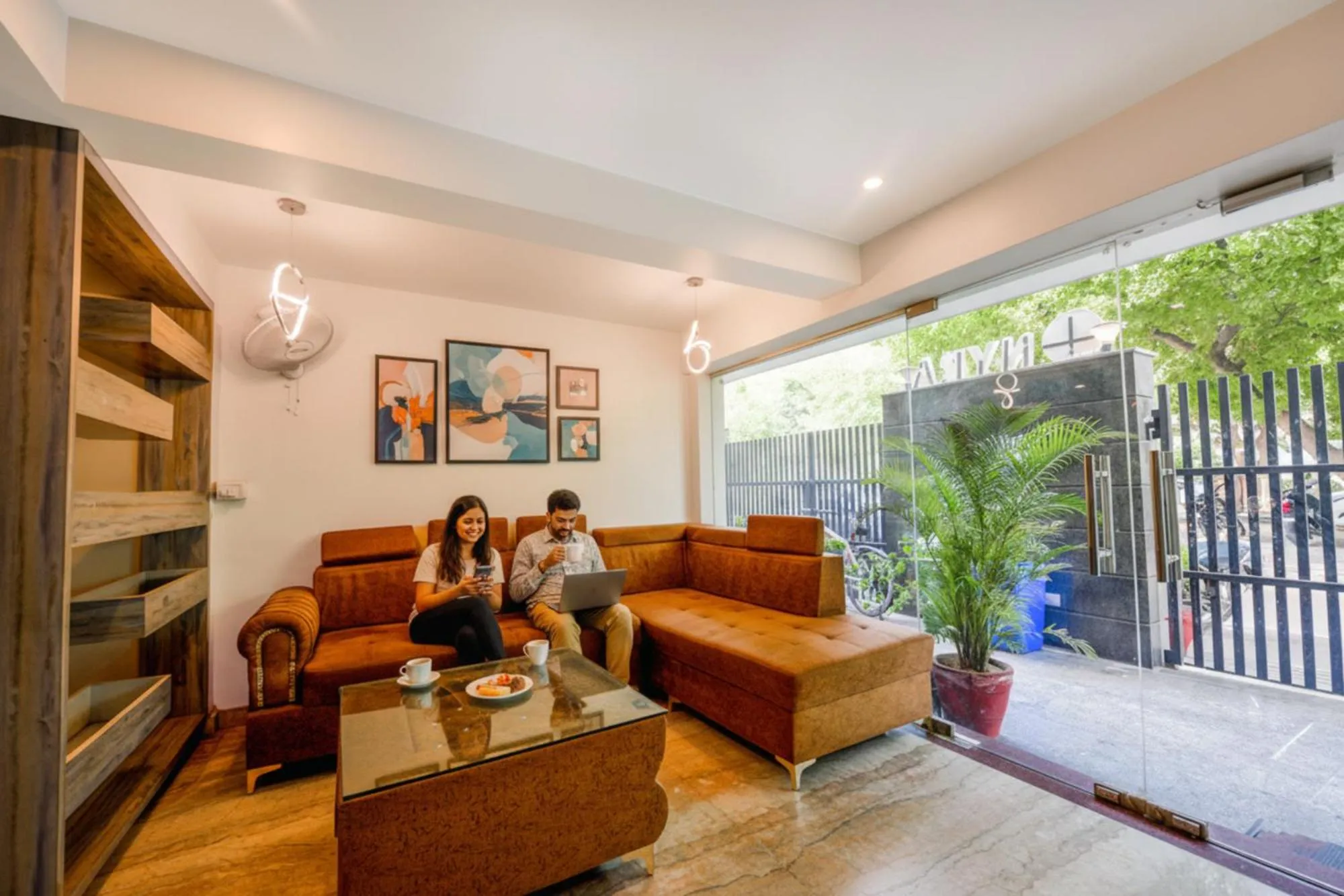 Seating area in FabHotel Amrit Residency