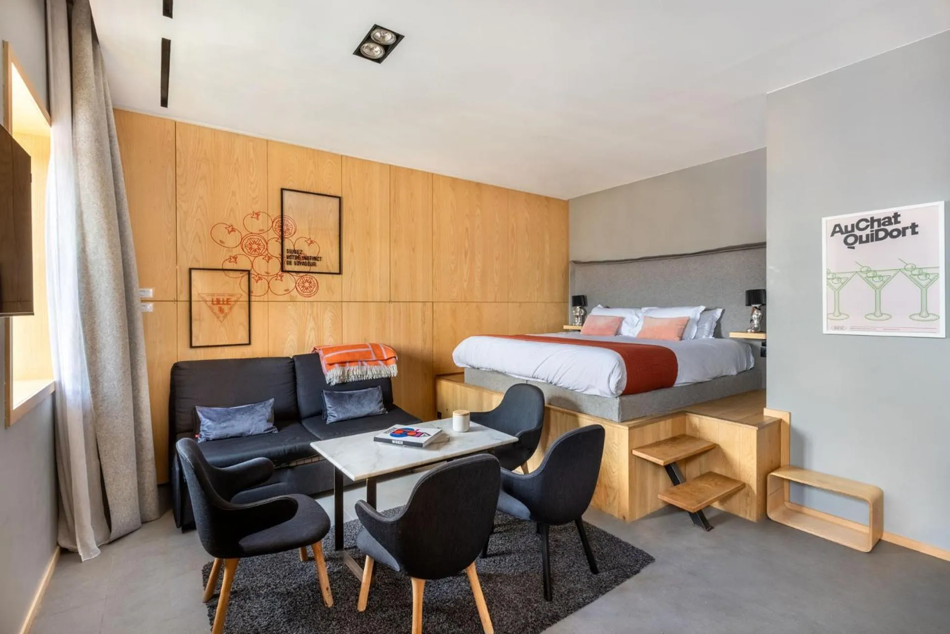 Living room, Bed in Au Chat Qui Dort Lille - Thiers