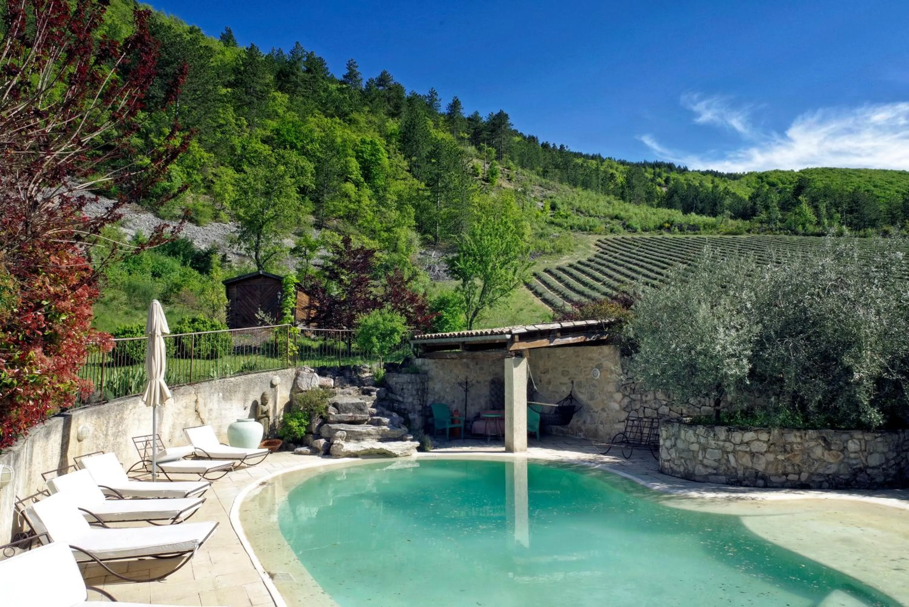 Pool view in B&B Le Deffends de Redon