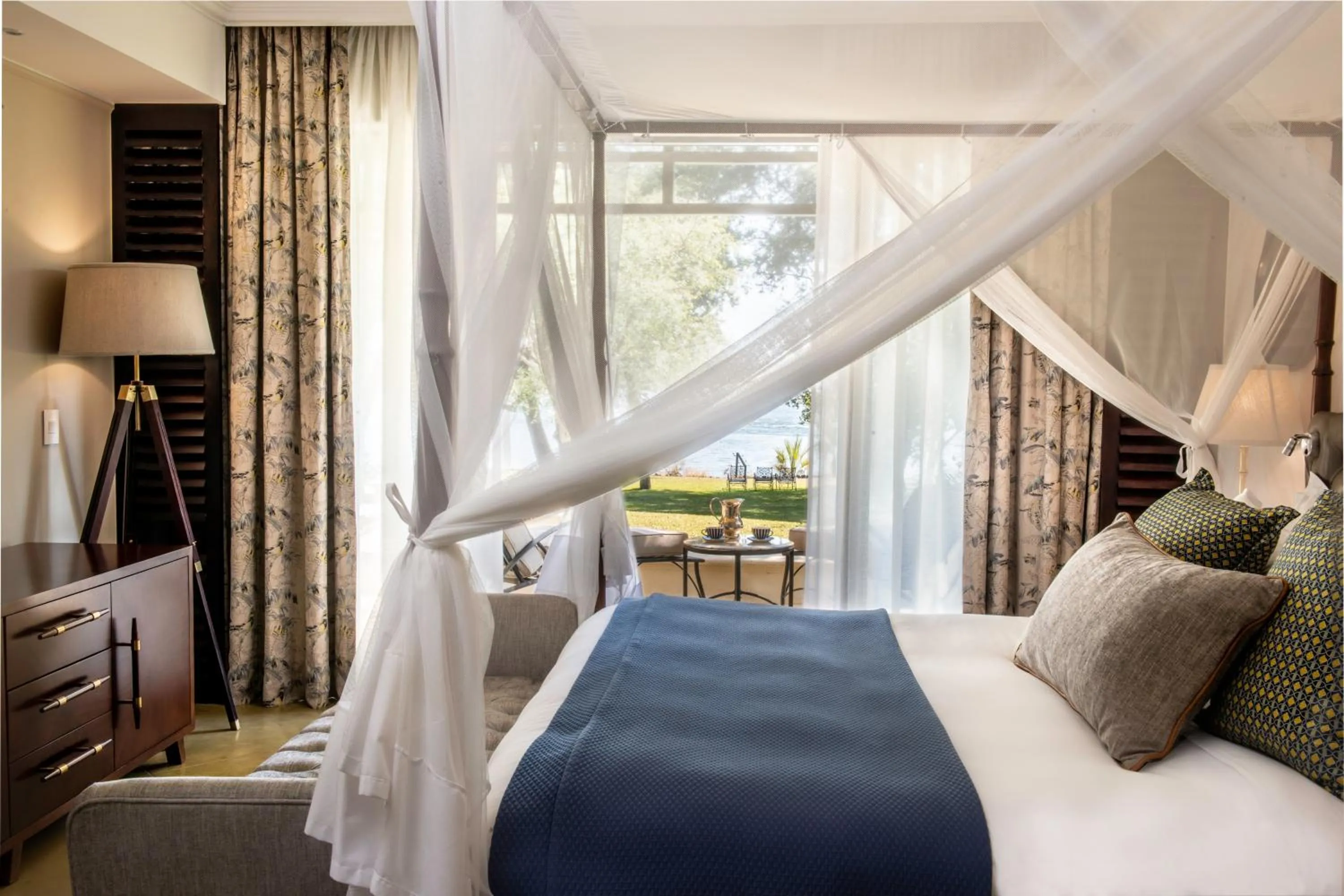 Bed in Royal Livingstone Hotel by Anantara