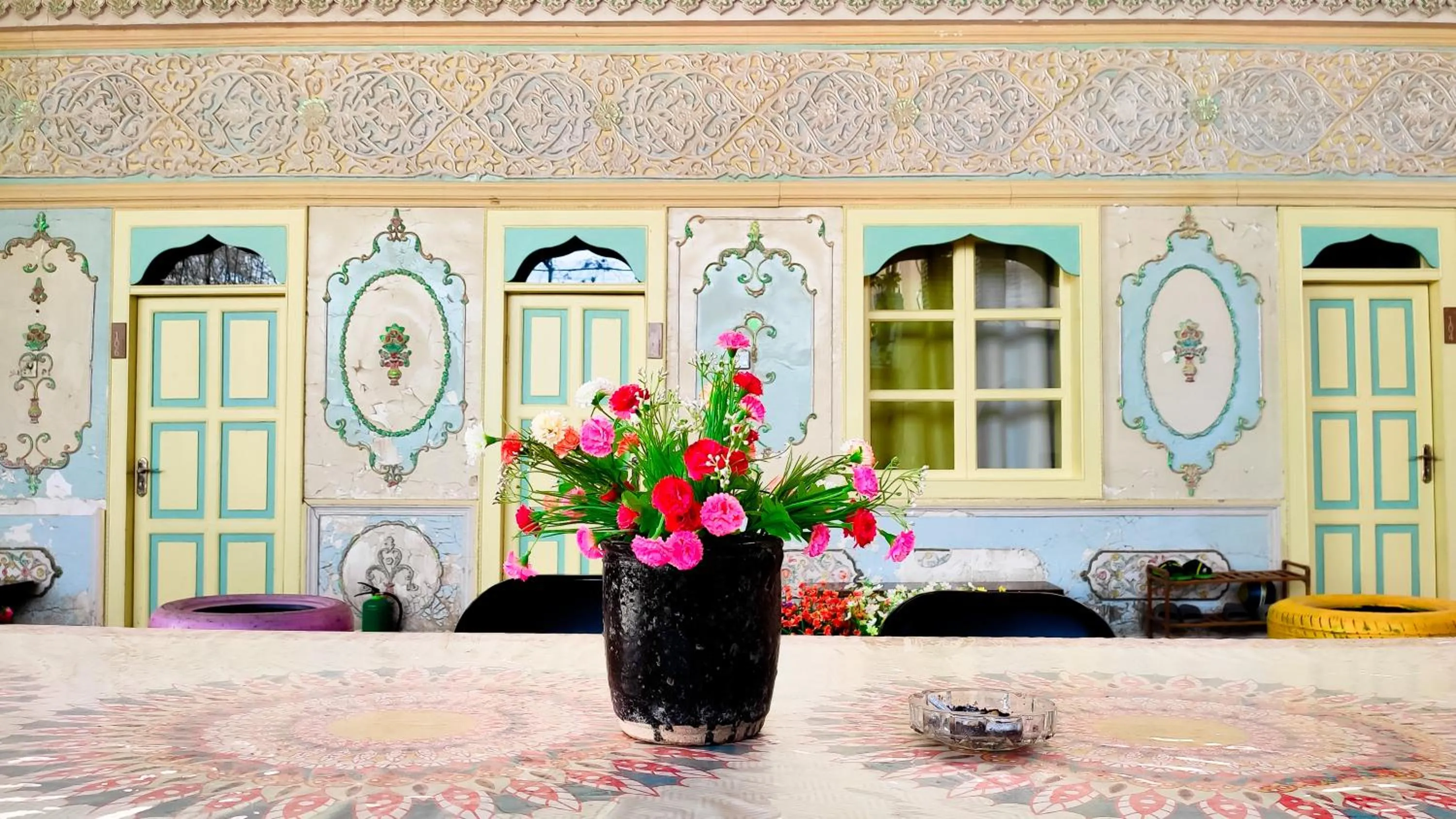 Seating area in New Dap Hostel (in Grape Town)