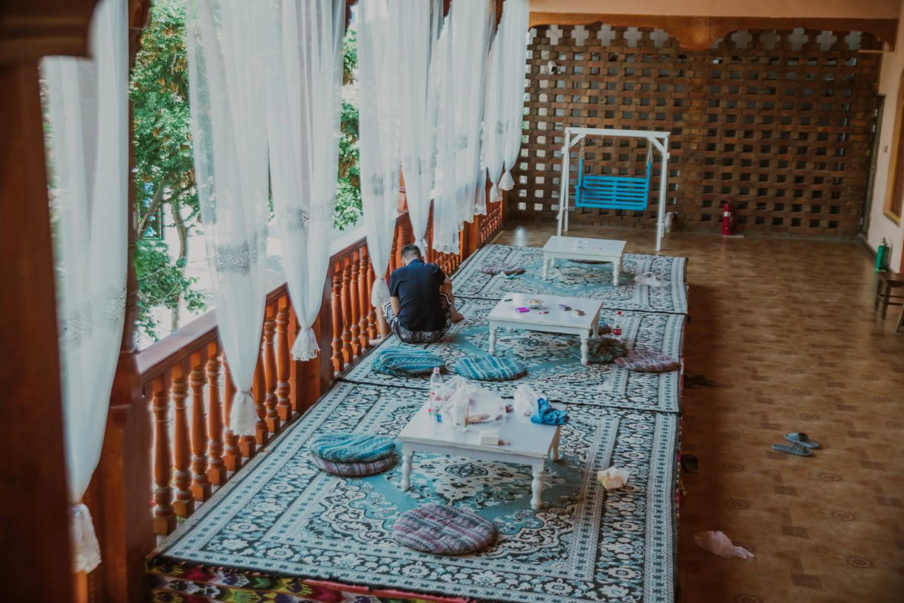 Seating area in New Dap Hostel (in Grape Town)