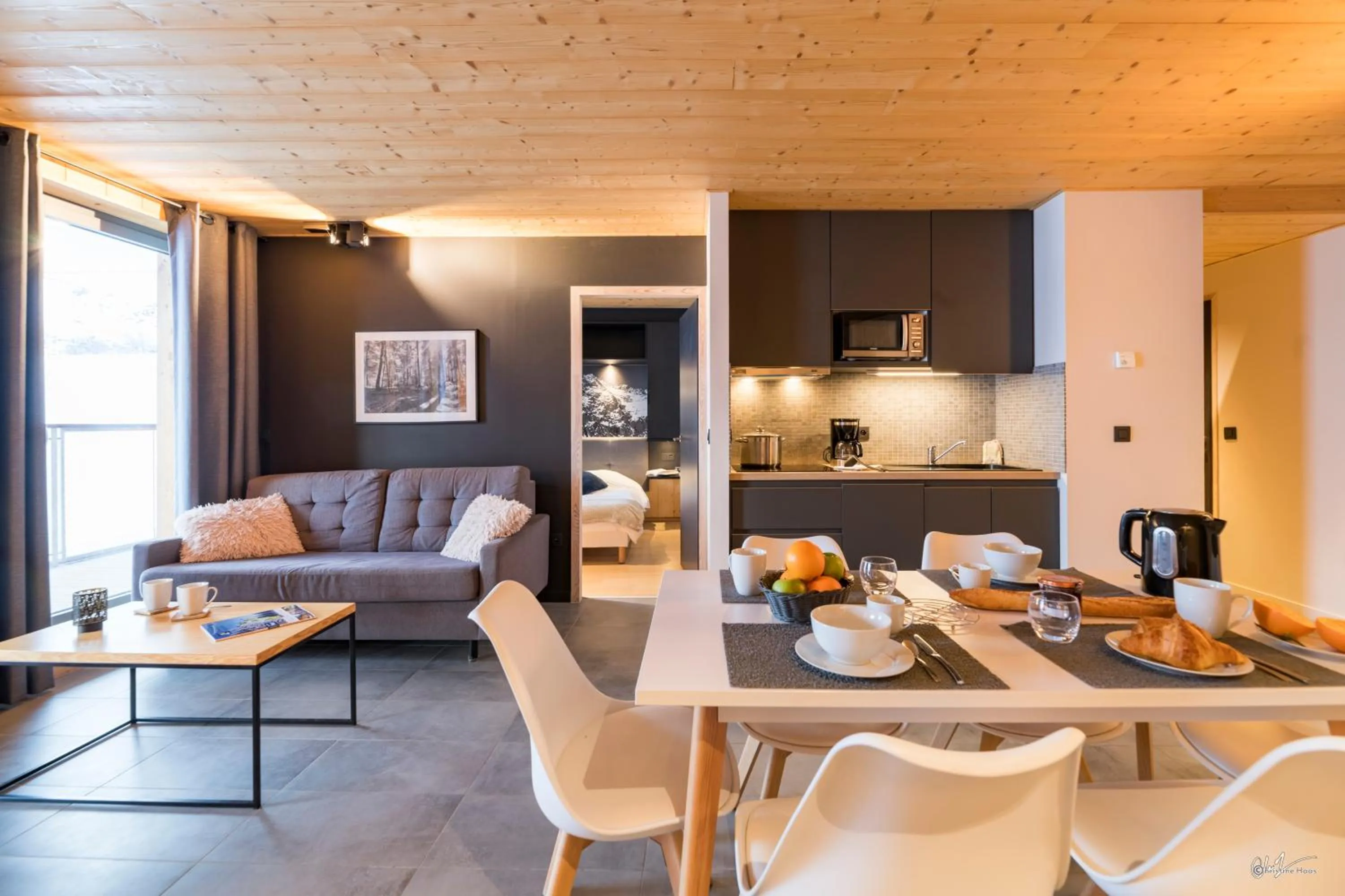 Kitchen or kitchenette in Lagrange Vacances L’Écrin du Badet