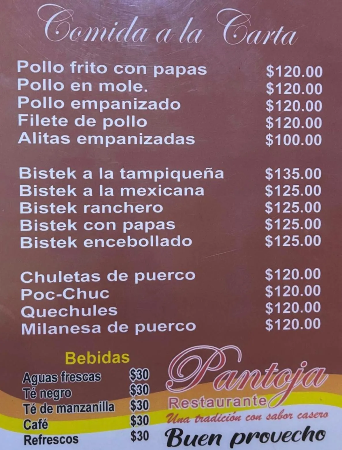 Food and drinks in Hotel Xcalak