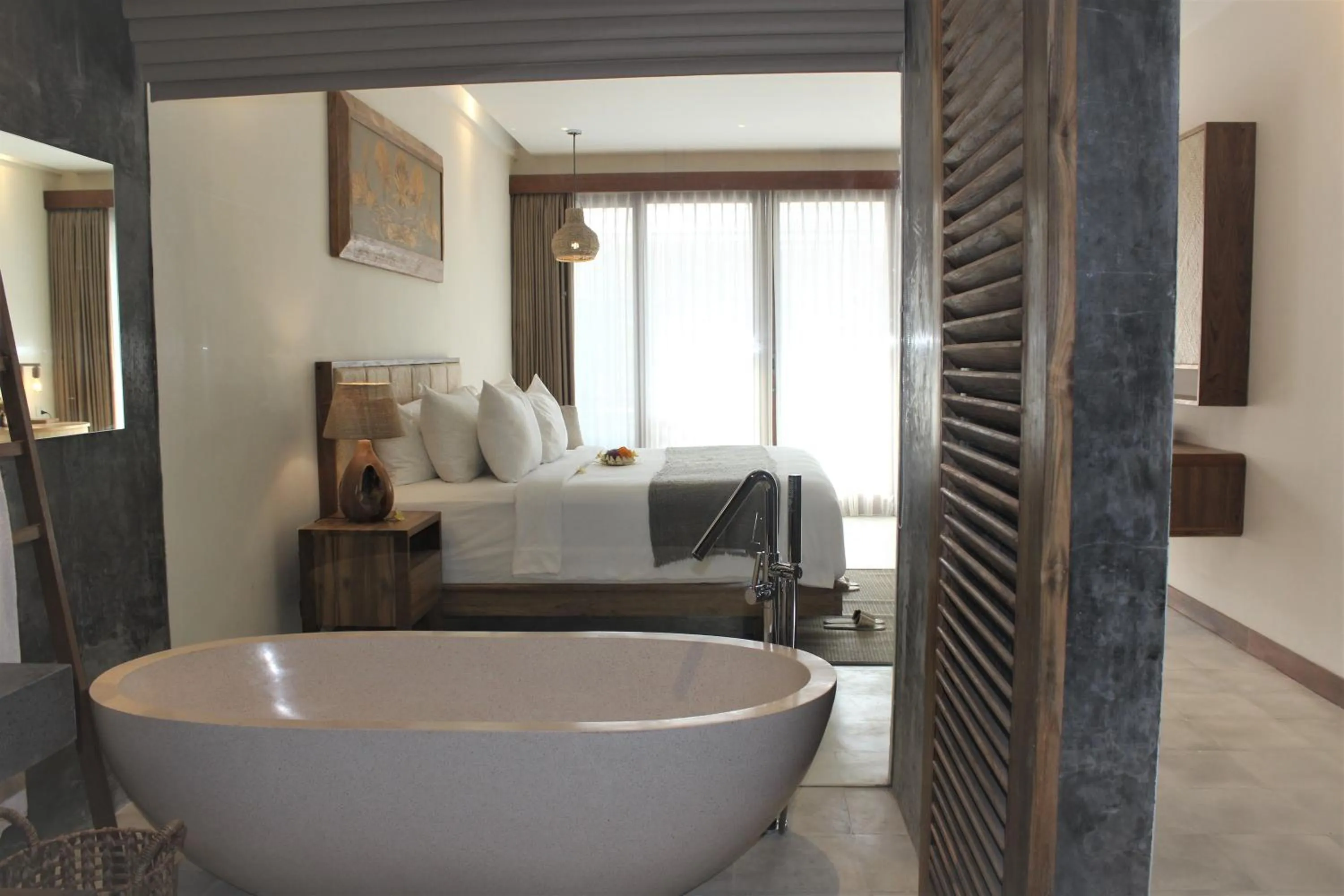 Bathroom, Bed in Purana Suite Ubud