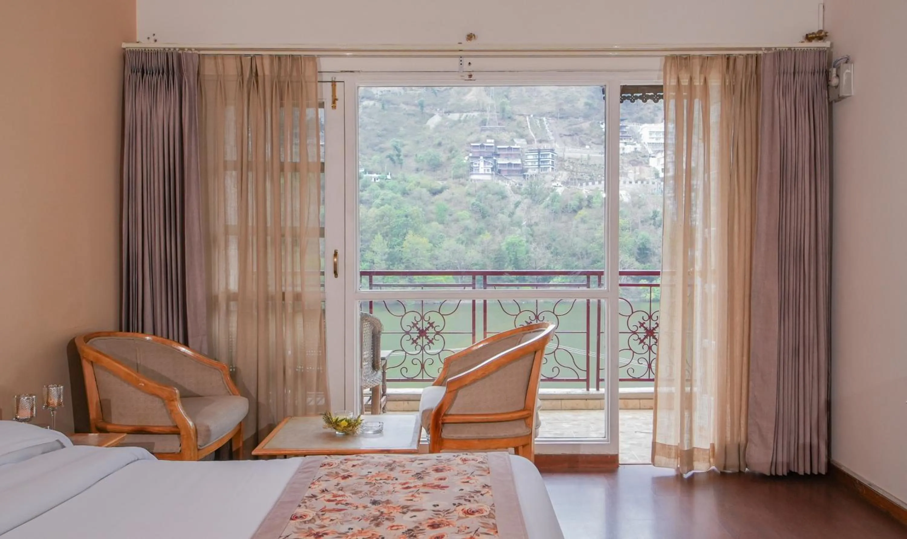 View (from property/room), Bed in Neelesh Inn- A Luxury Lake View Hotel- 20 kms from Nainital