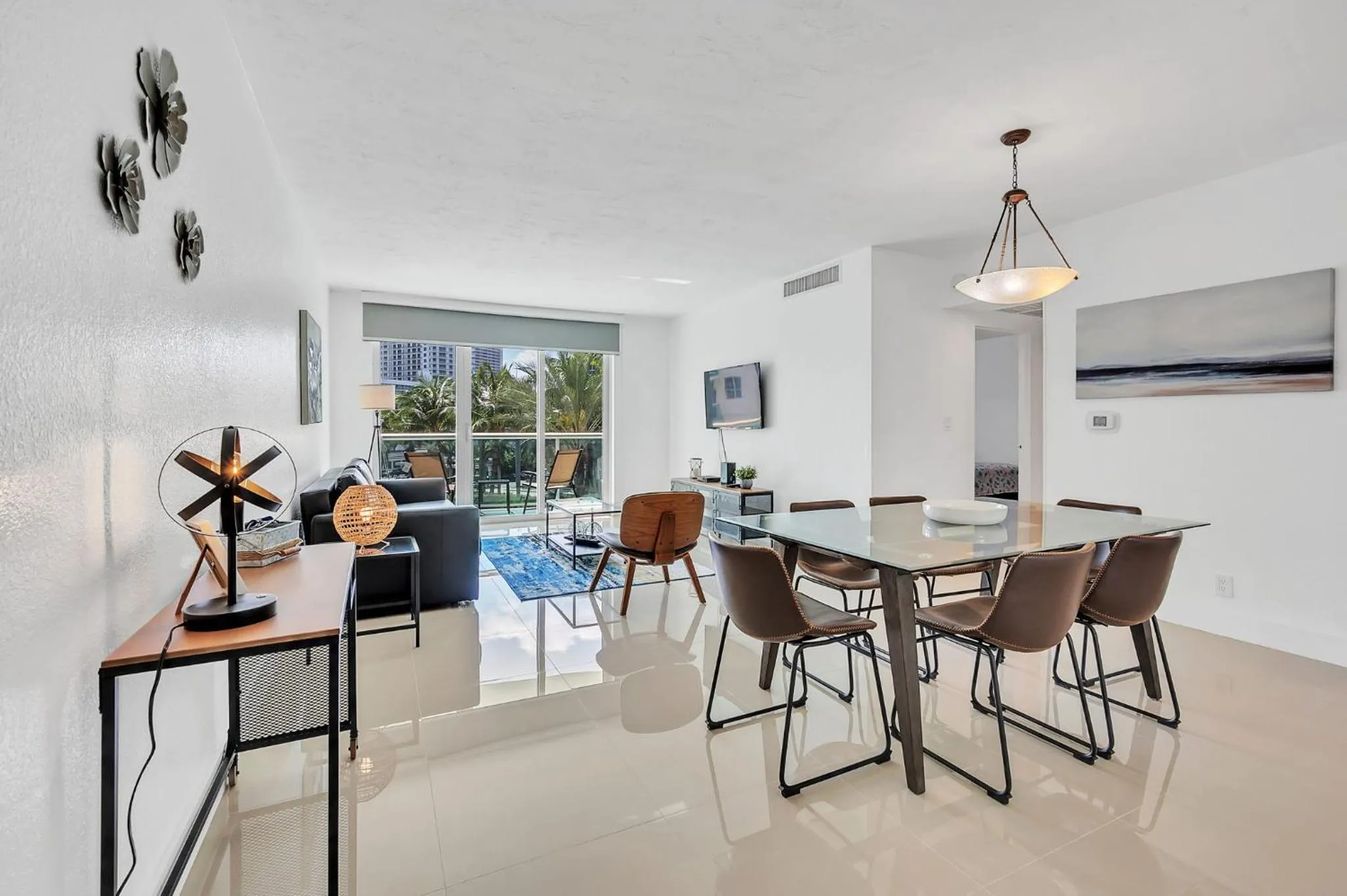 Living room in The Tides Apartments on the beach